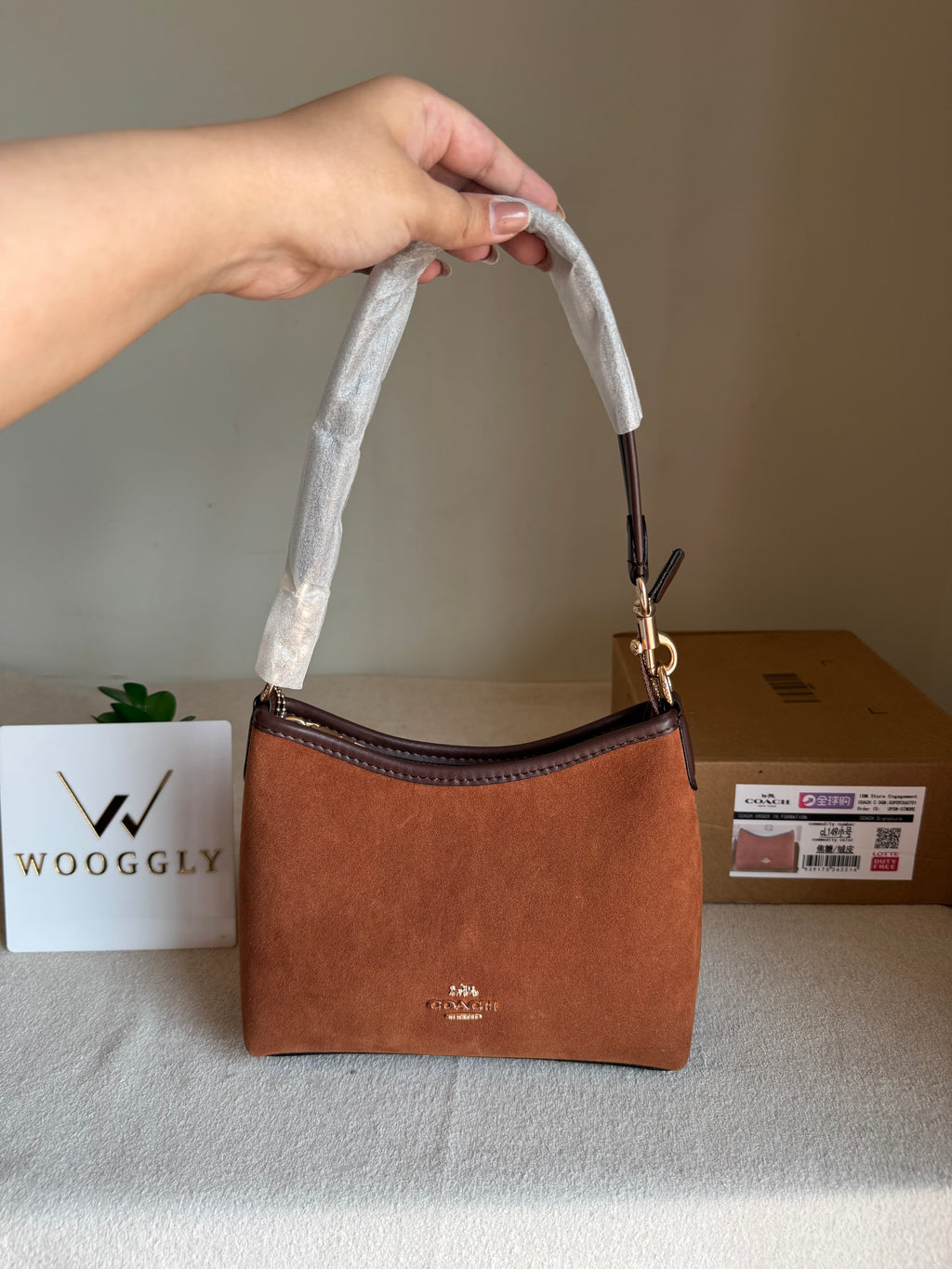 COACH PREMIUM Suede Shoulder Bag BROWN - BOX PACKING