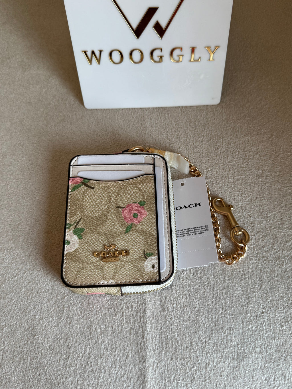 Coach Zip Card Case - Floral Apricot White