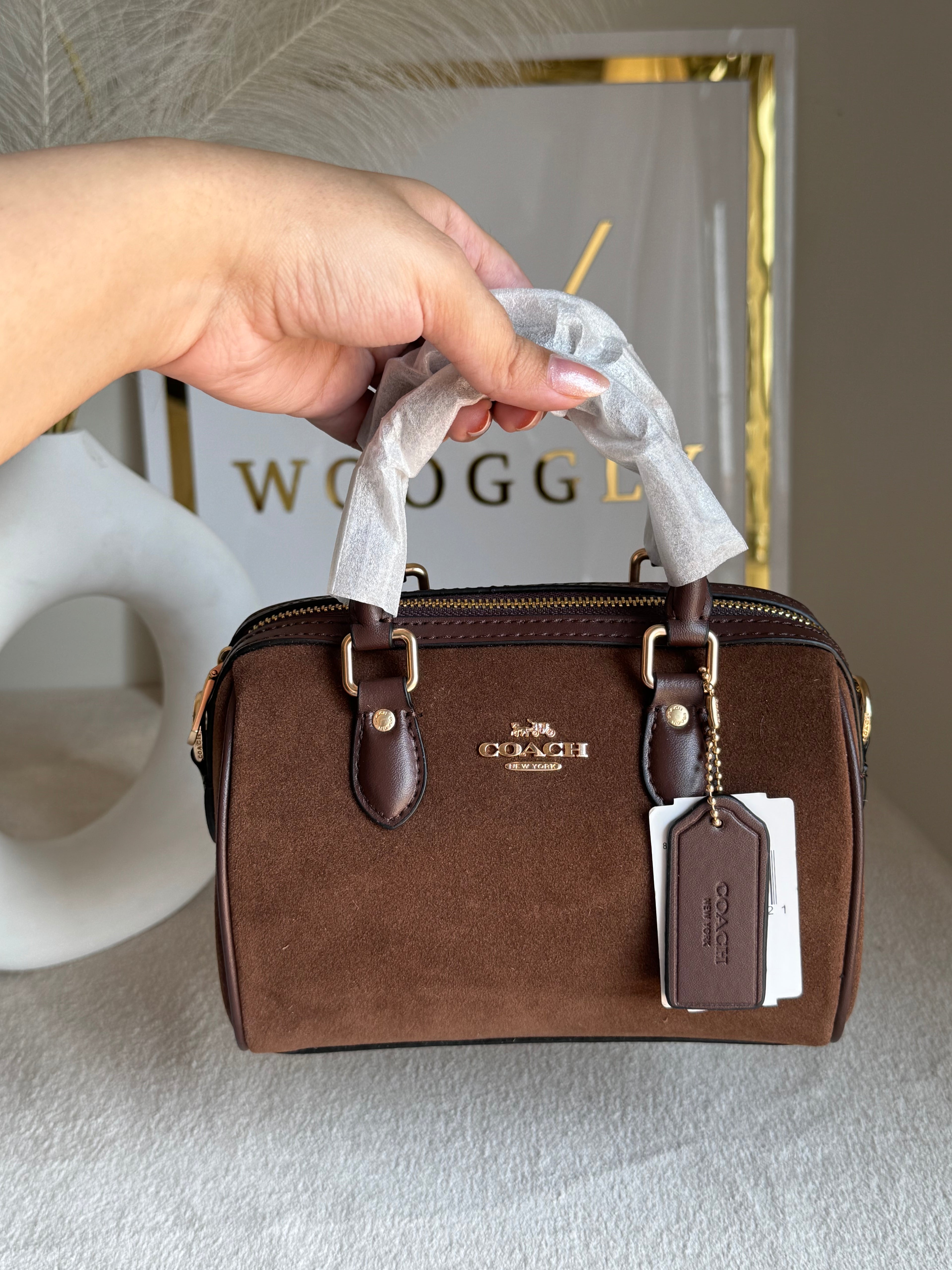 COACH Mini Duffle Bag PREMIUM with Long Strap (Chocolate Brown) - BOX PACKING