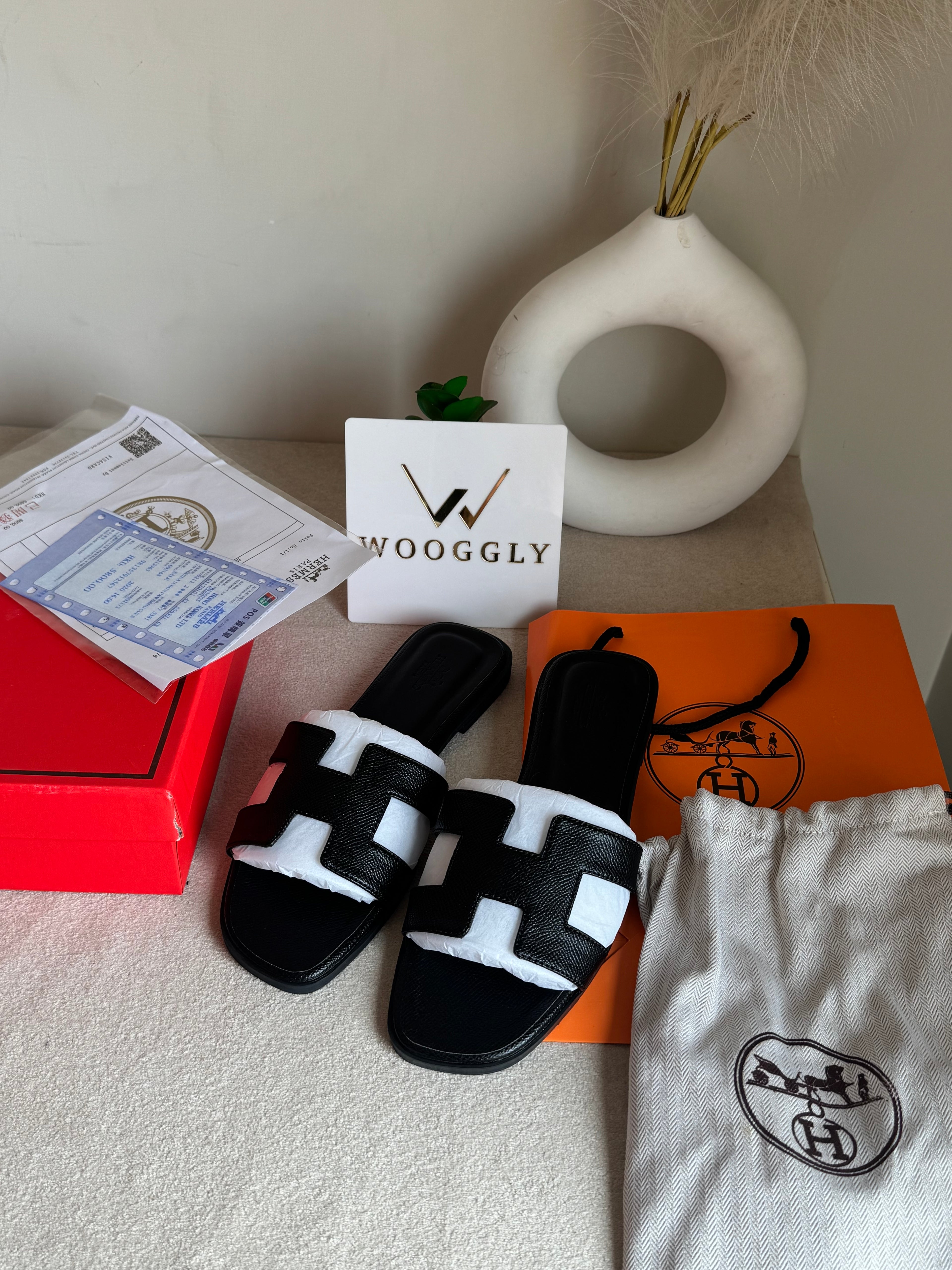 Premium Hermes Slides Black