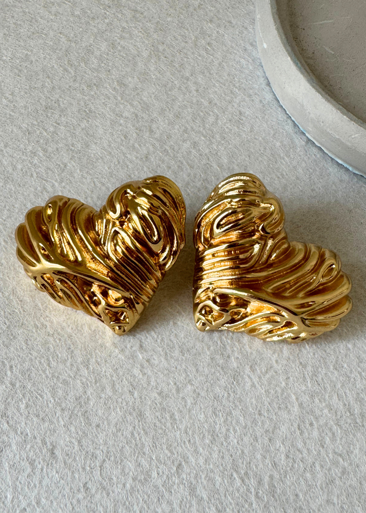 Cute Heart Earrings - 18K Gold Plated