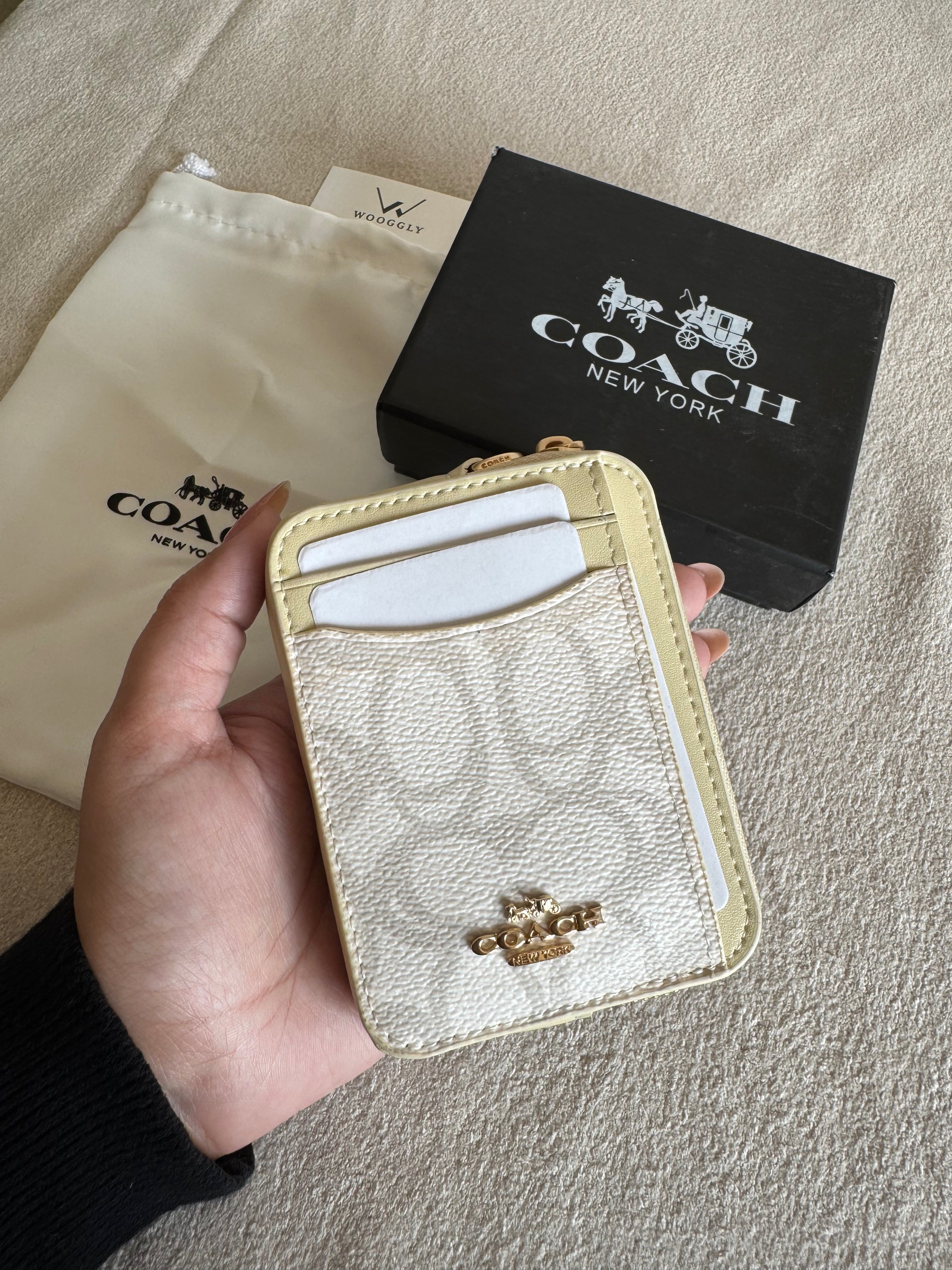 Coach Zip Card Case with Box Packing - White Beige