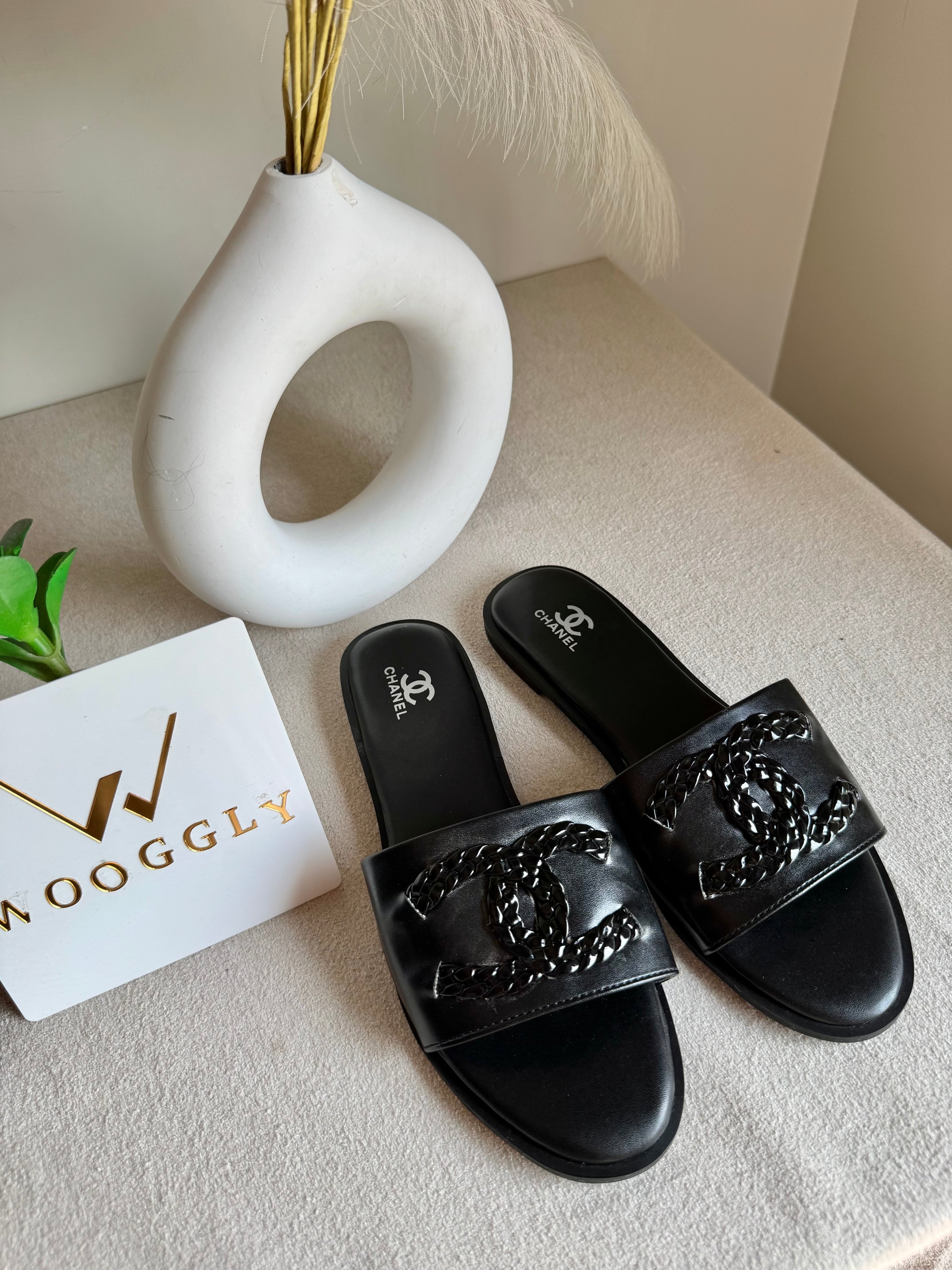 Chanel Essential Black Slides