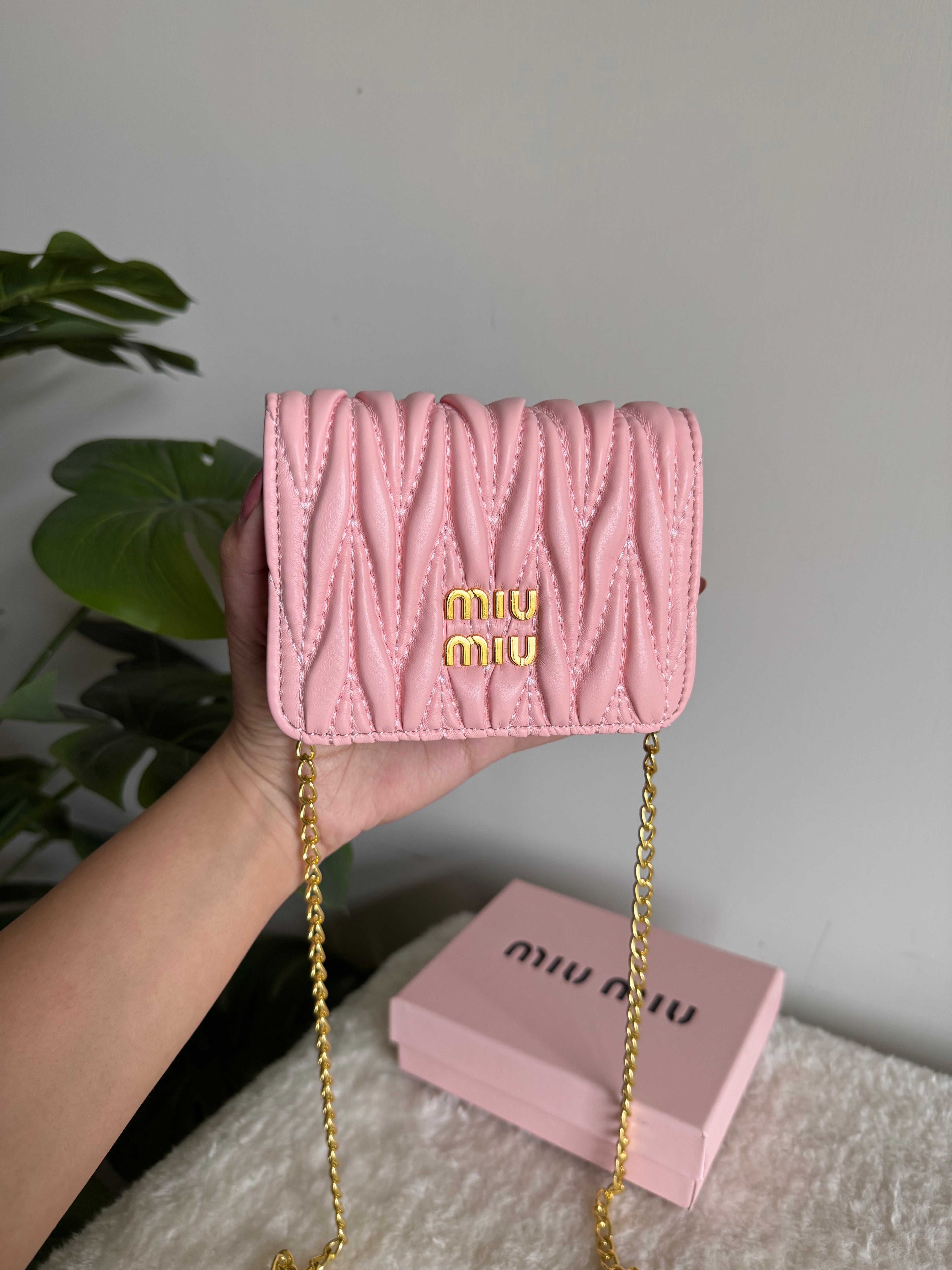 Miu Miu Wallet with Detachable Chain - Baby Pink