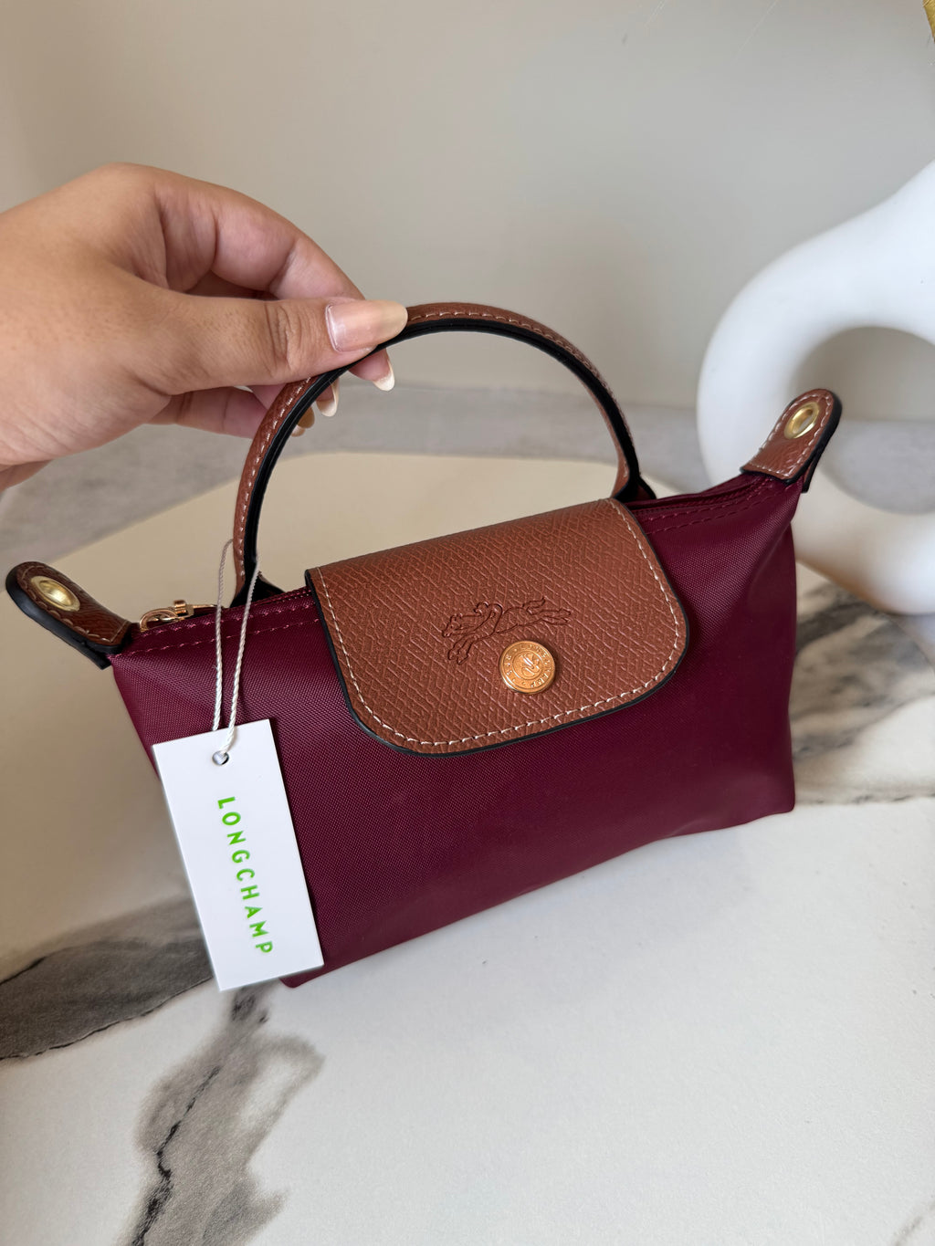 LongChamp Crossbody Bag with Strap - Wine Red (WITH BRAND LOGO)
