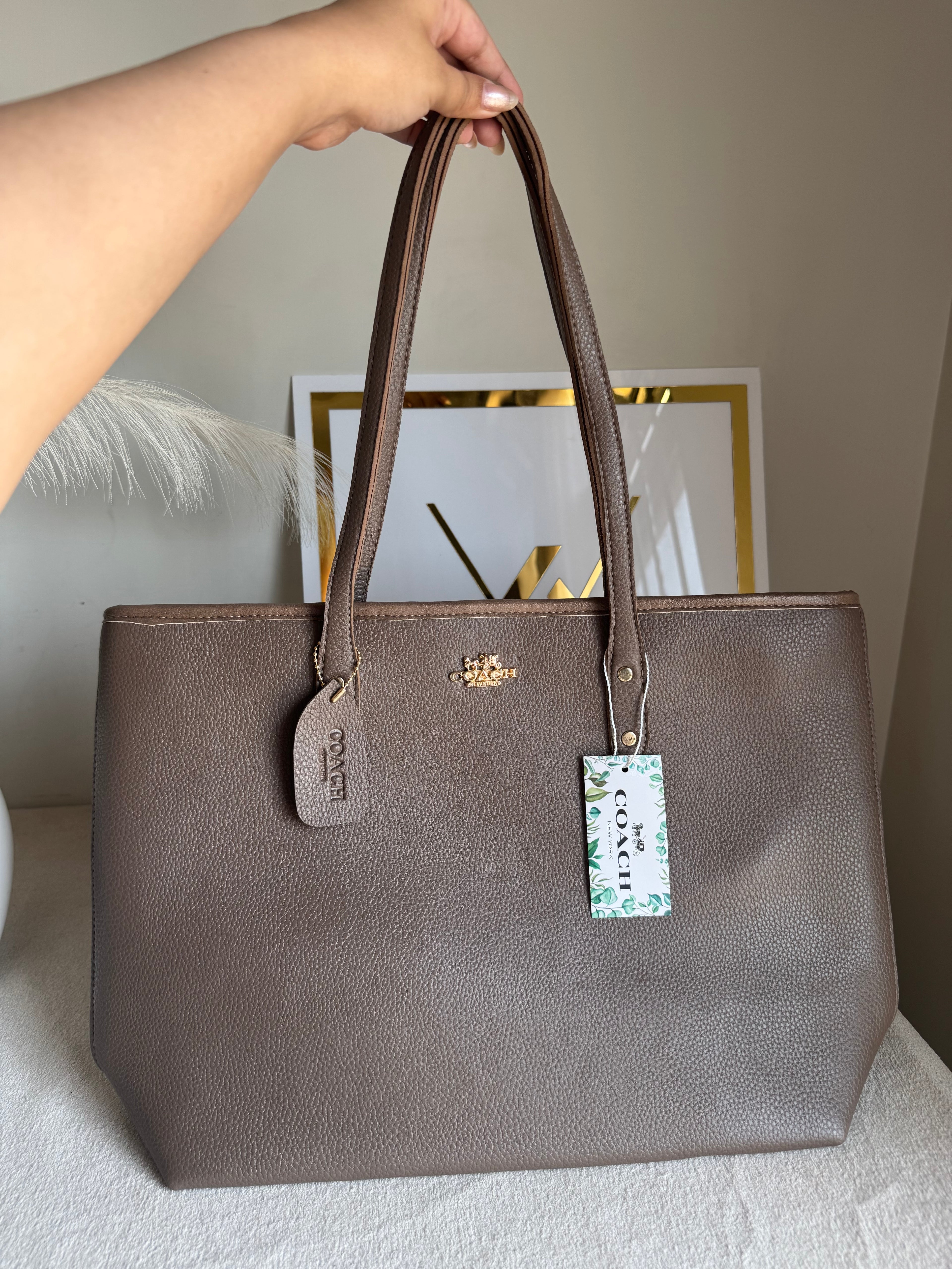 COACH City Tote Bag PREMIUM - Greyish Beige (BOX PACKING)