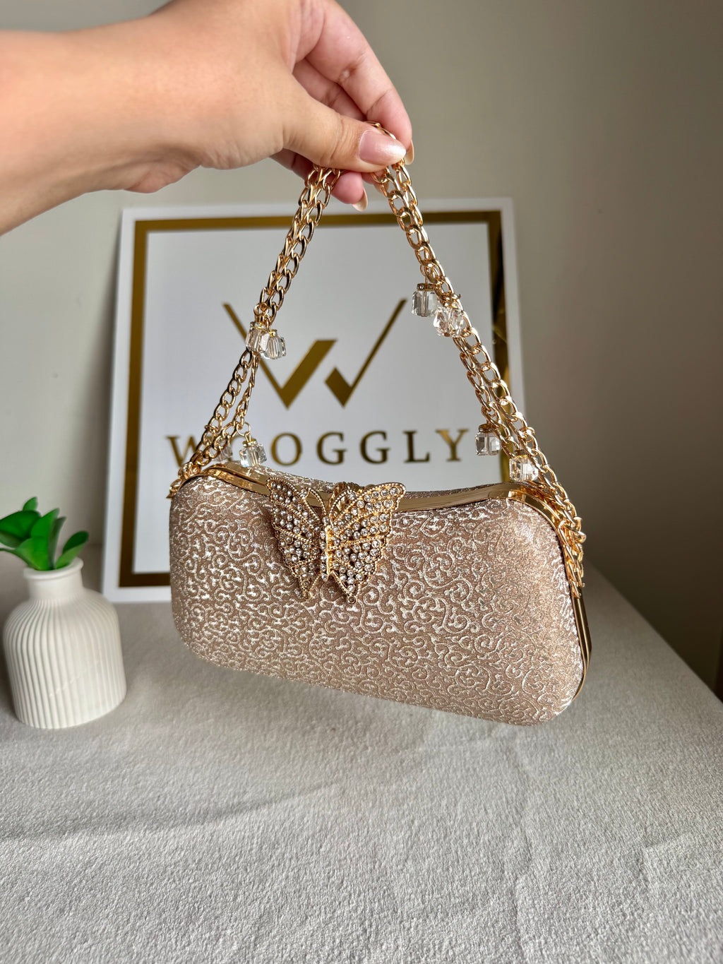 Rosy Butterfly Clutch (Rose Gold)