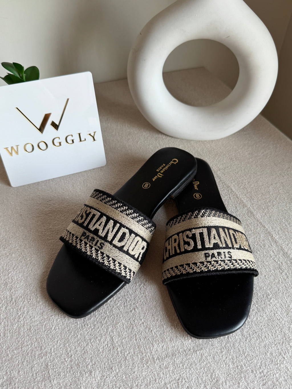 Signature Dior Embroided Slides