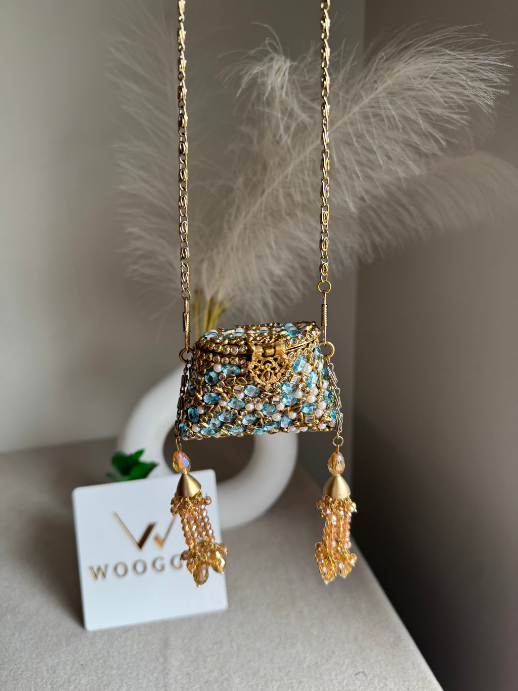 Viral Mini Clutch Lovelle - Gold with Turquoise