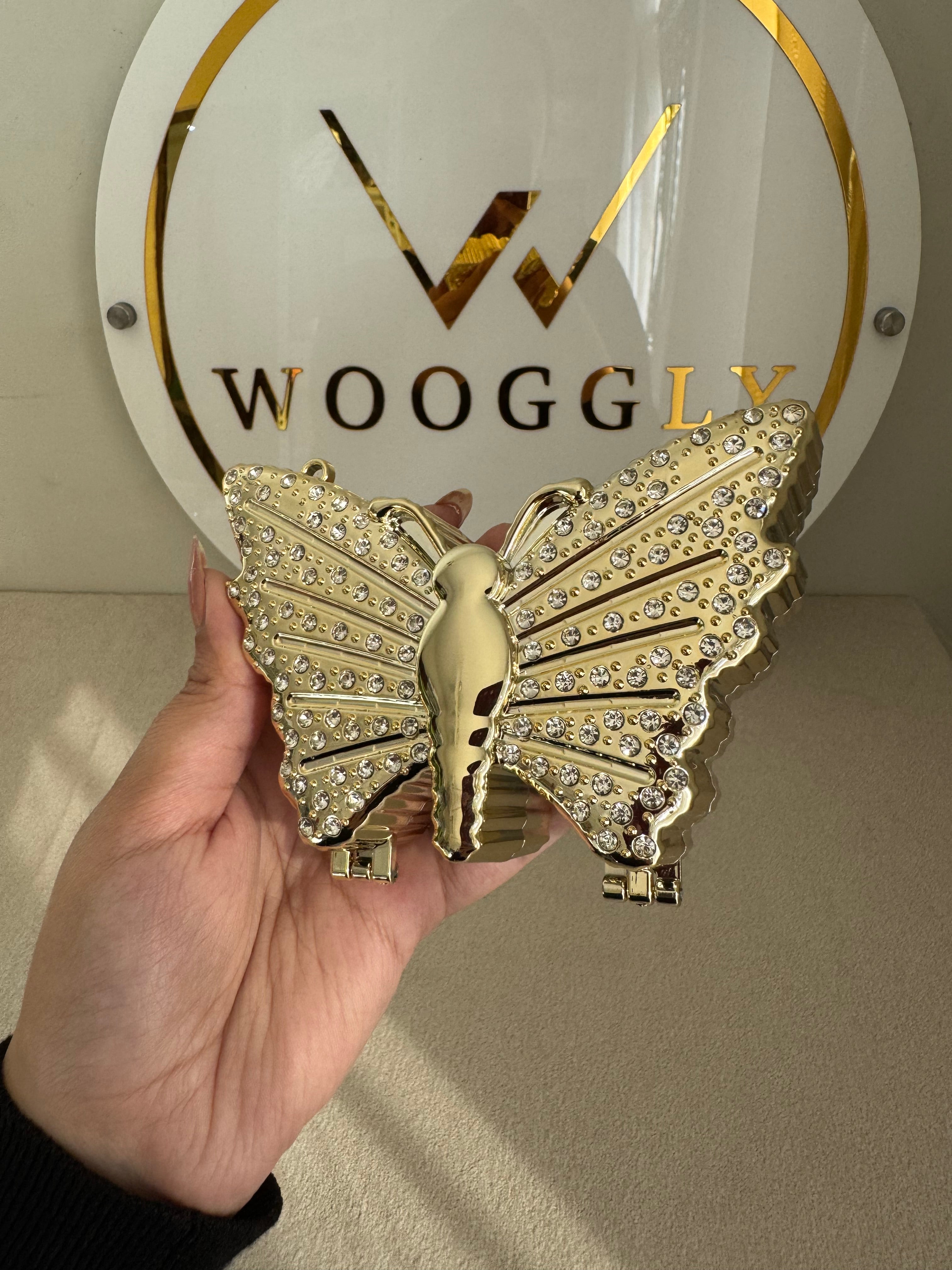 Glam Butterfly Clutch with Chain - Mini Gold