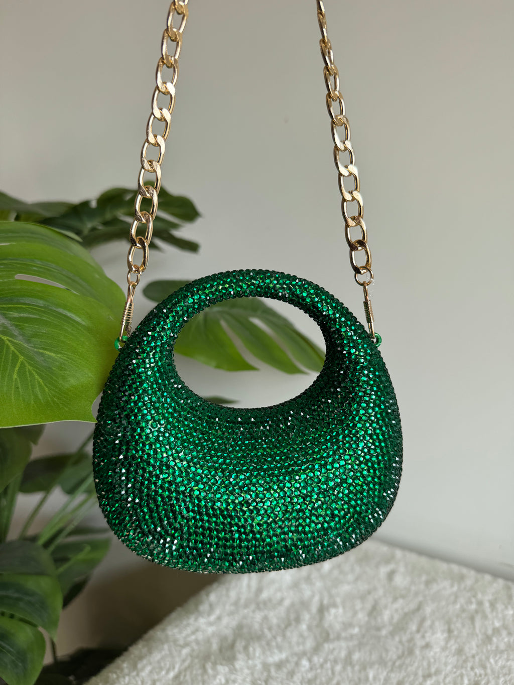 Viral Swarovski Metallic Clutch - Mini Emerald Green