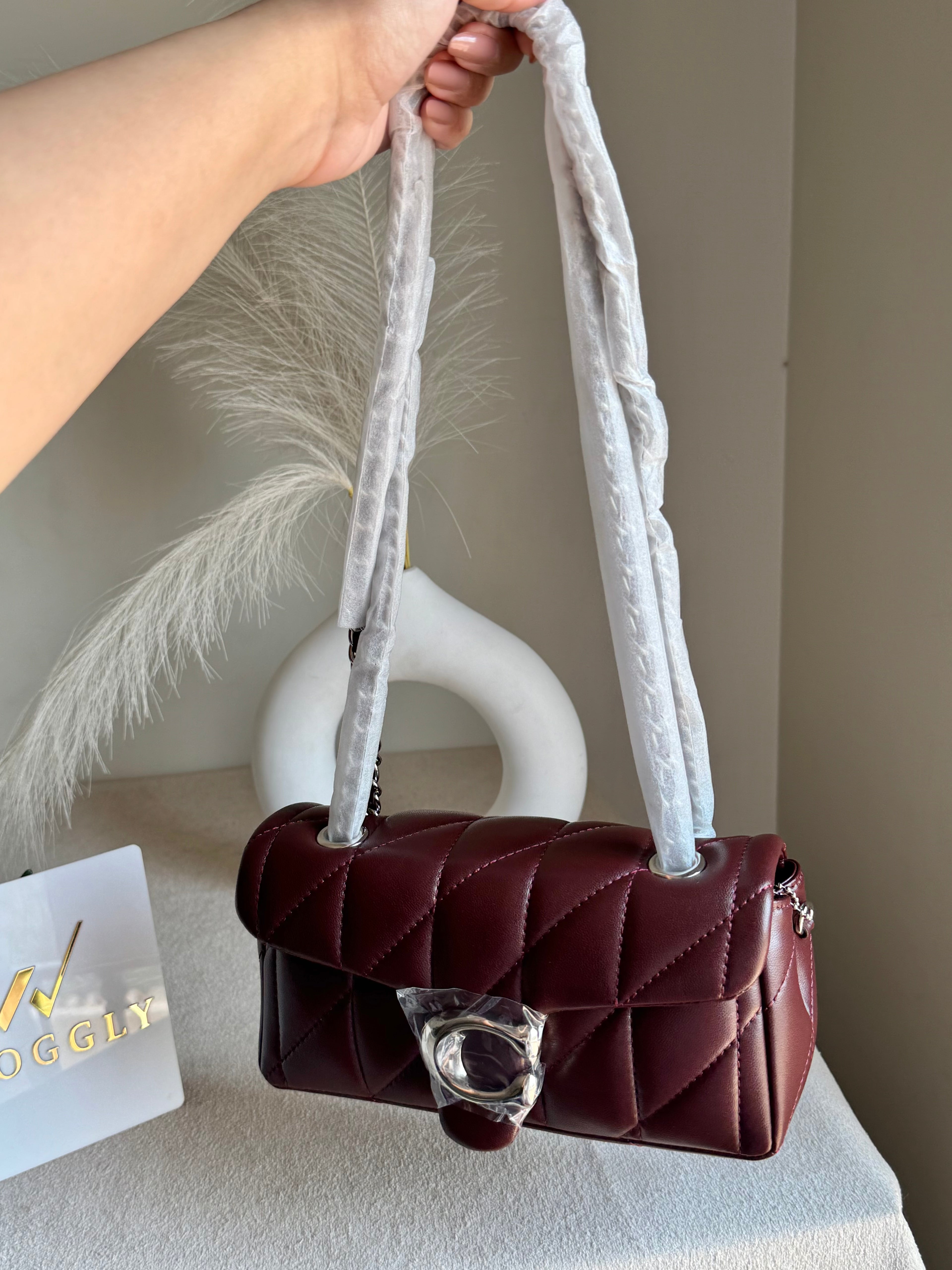 Mini Premium COACH Quilted Tabby (Burgandy) - BOX PACKING