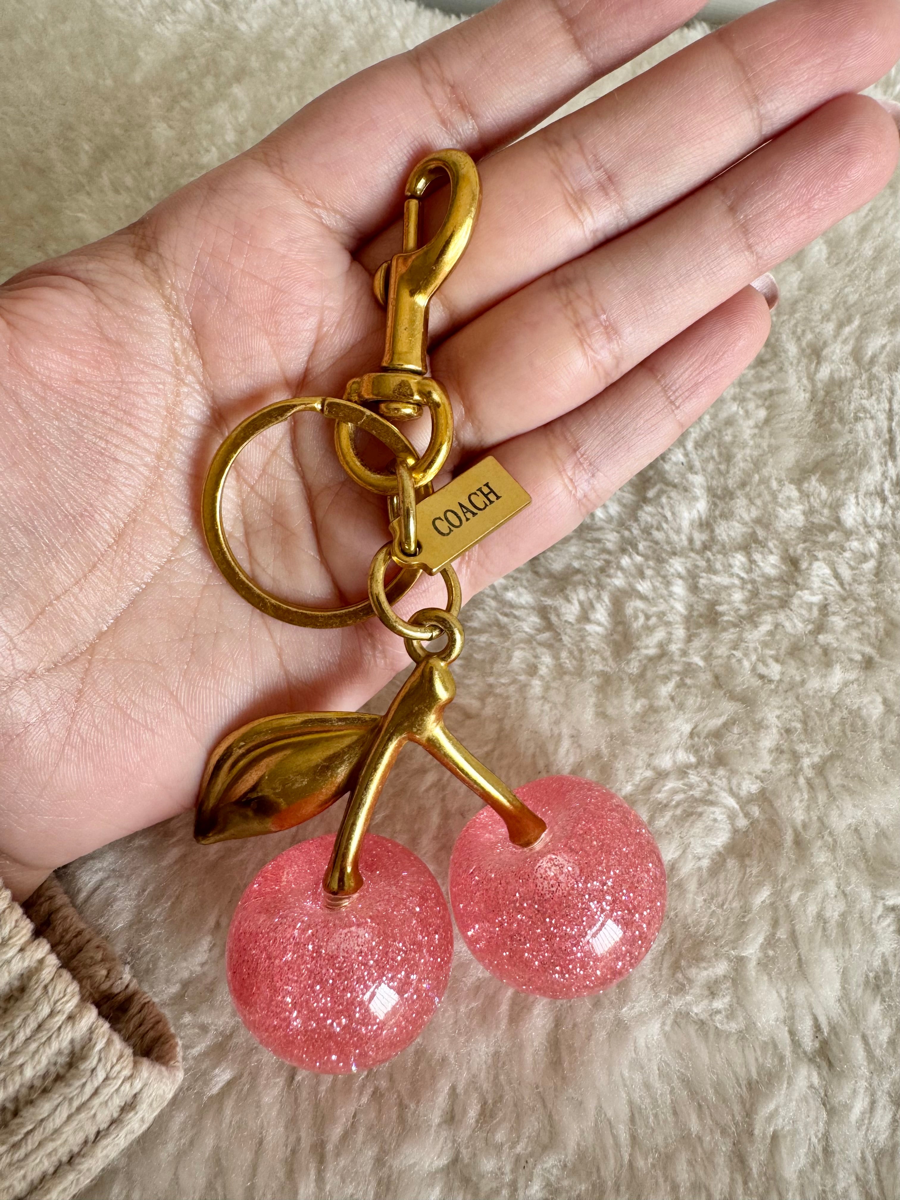 PREMIUM Coach Branded Cherry Bag Charm  (PINK)