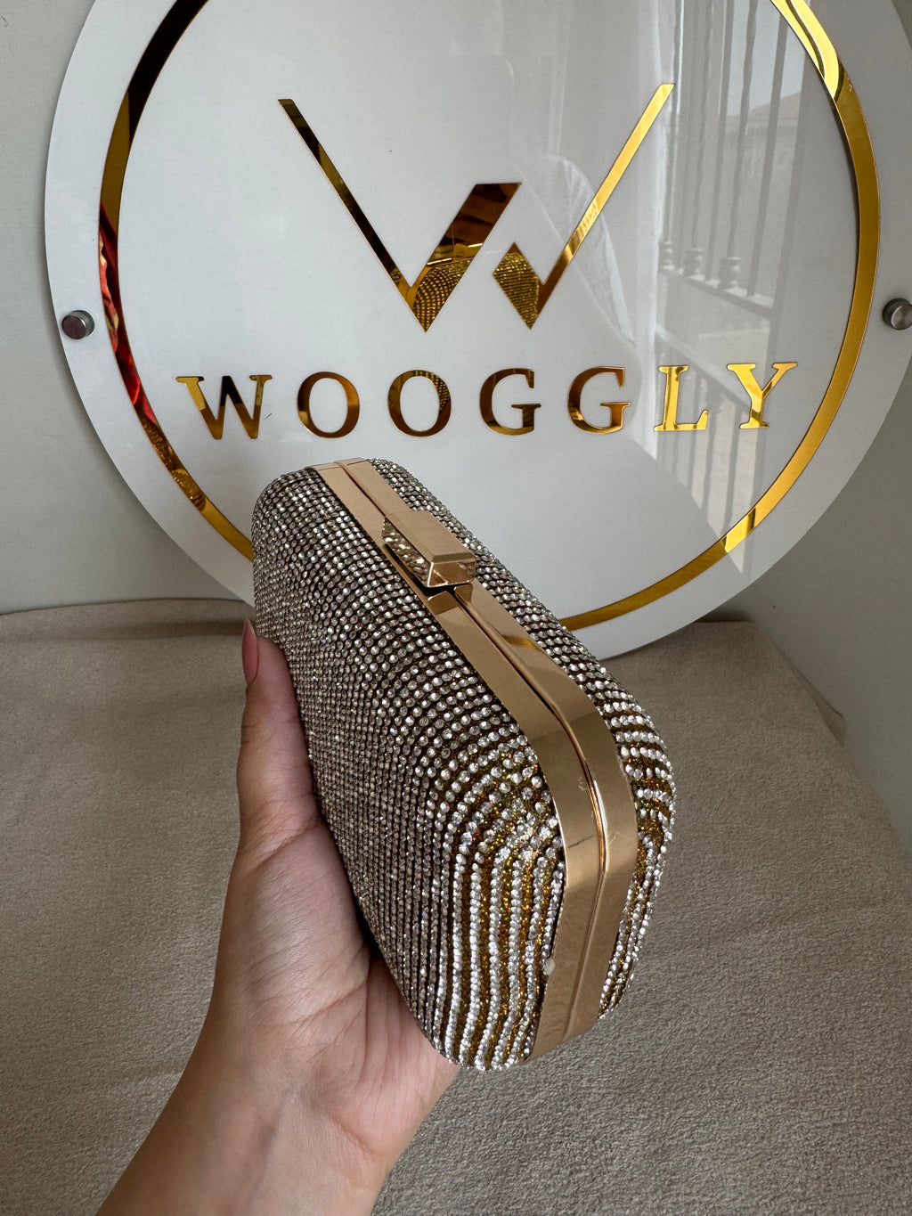 Mehar Shimmer Clutch - Rose Gold