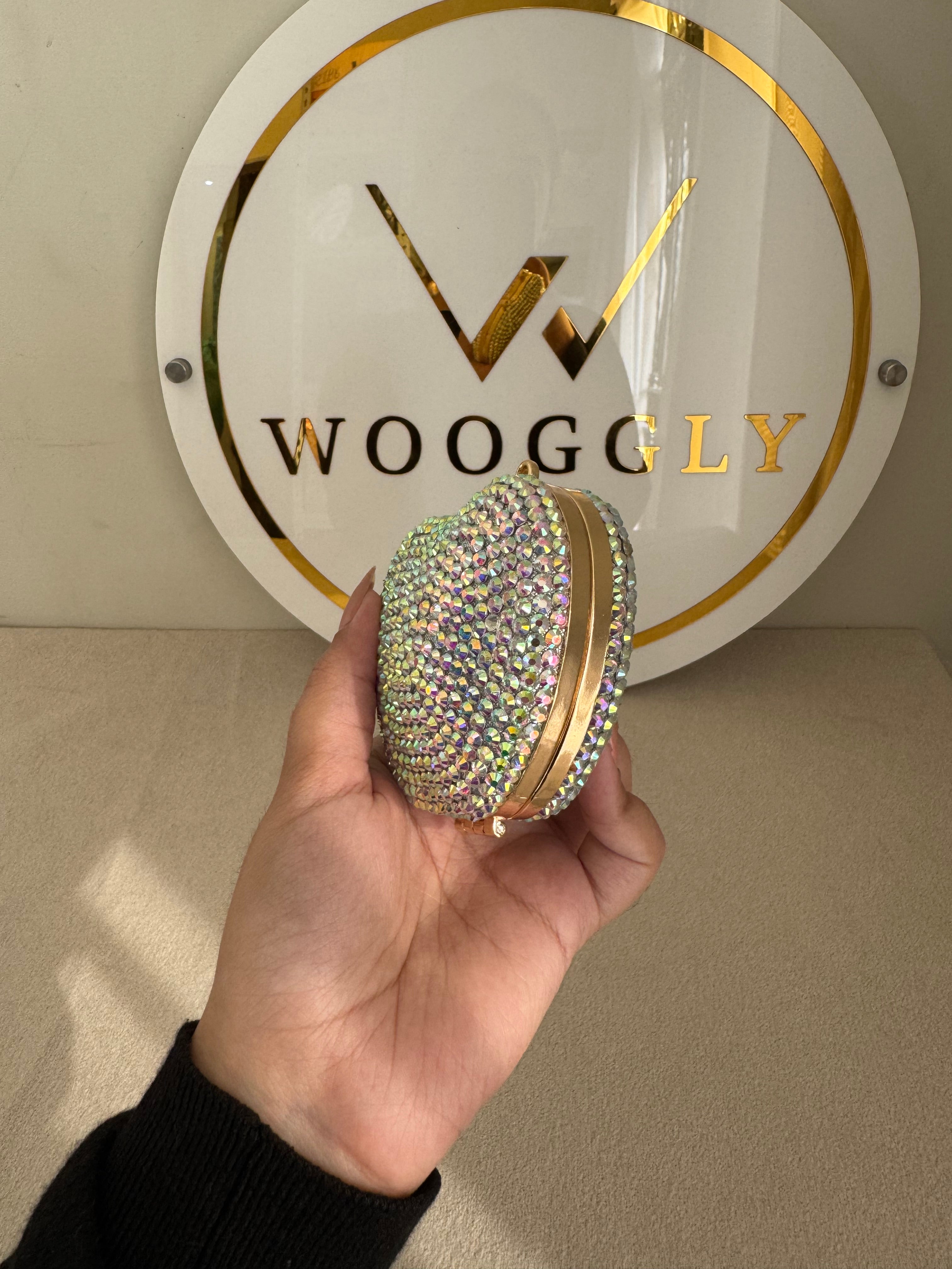 Heart Crystal Clutch with Chain - Mini Multi