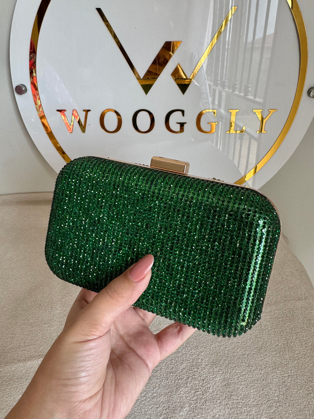 Mehar Shimmer Clutch - Emerald Green