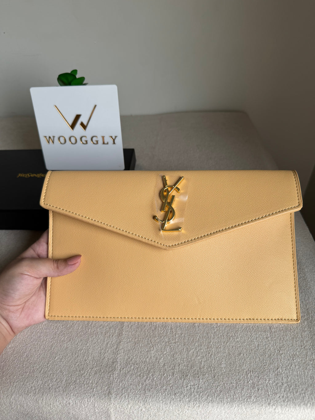 Premium Quality YSL Pouch with Box Packing - Butter Yellow