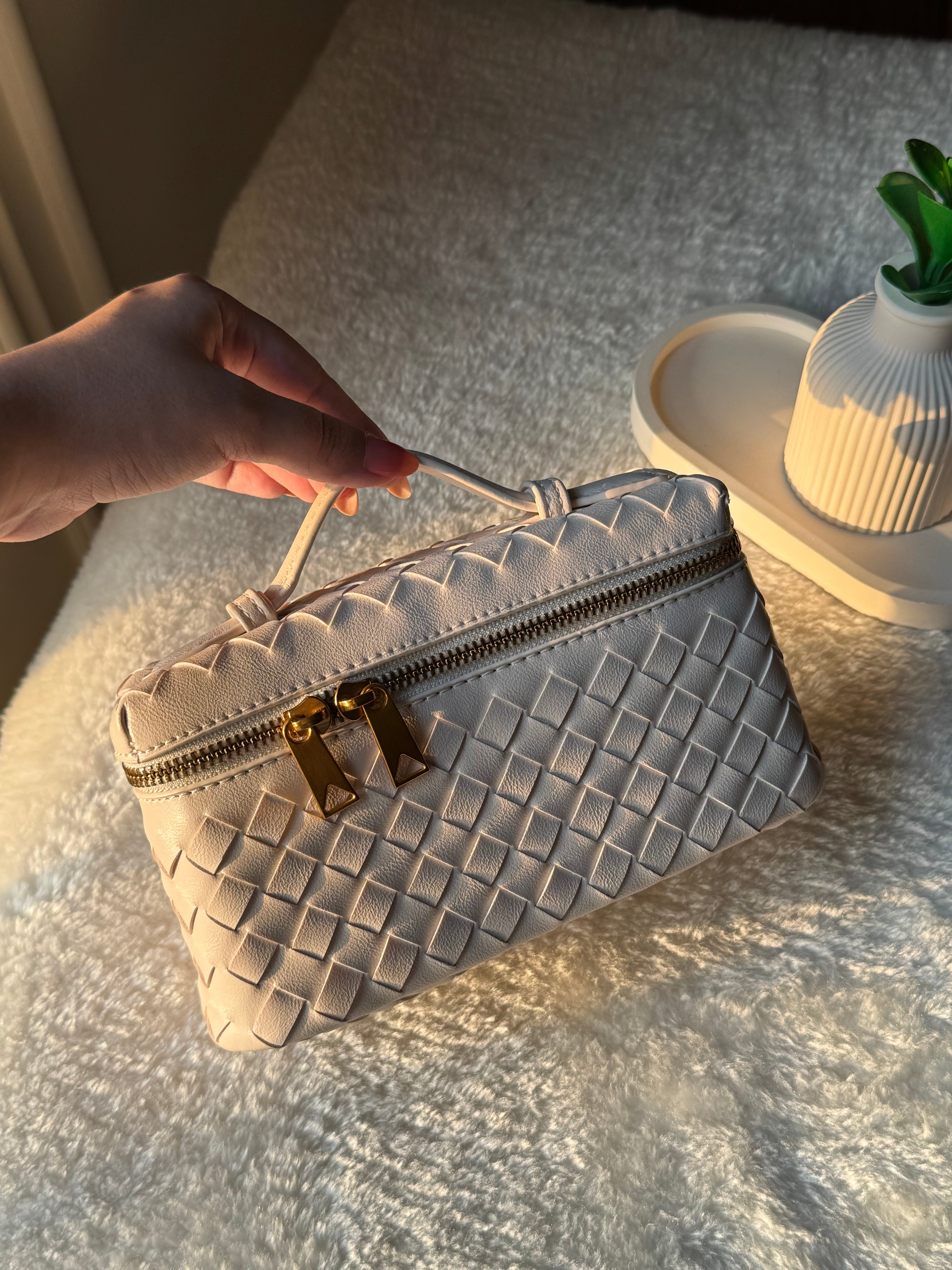 JW Pie Woven Bag with Long Strap (Cream)