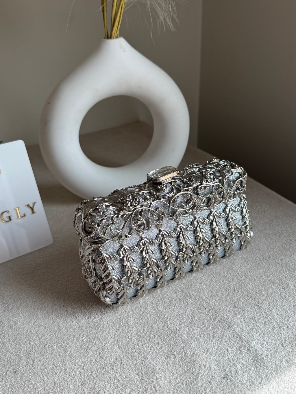 Amour Clutch Silver Metal