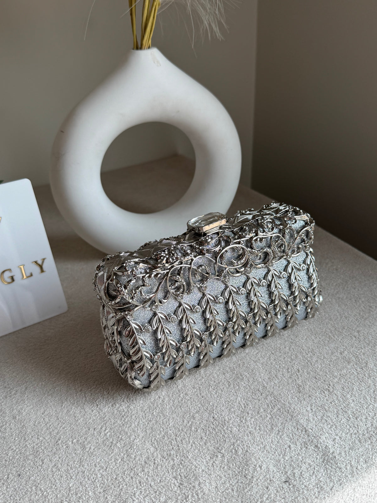 Amour Clutch Silver Metal