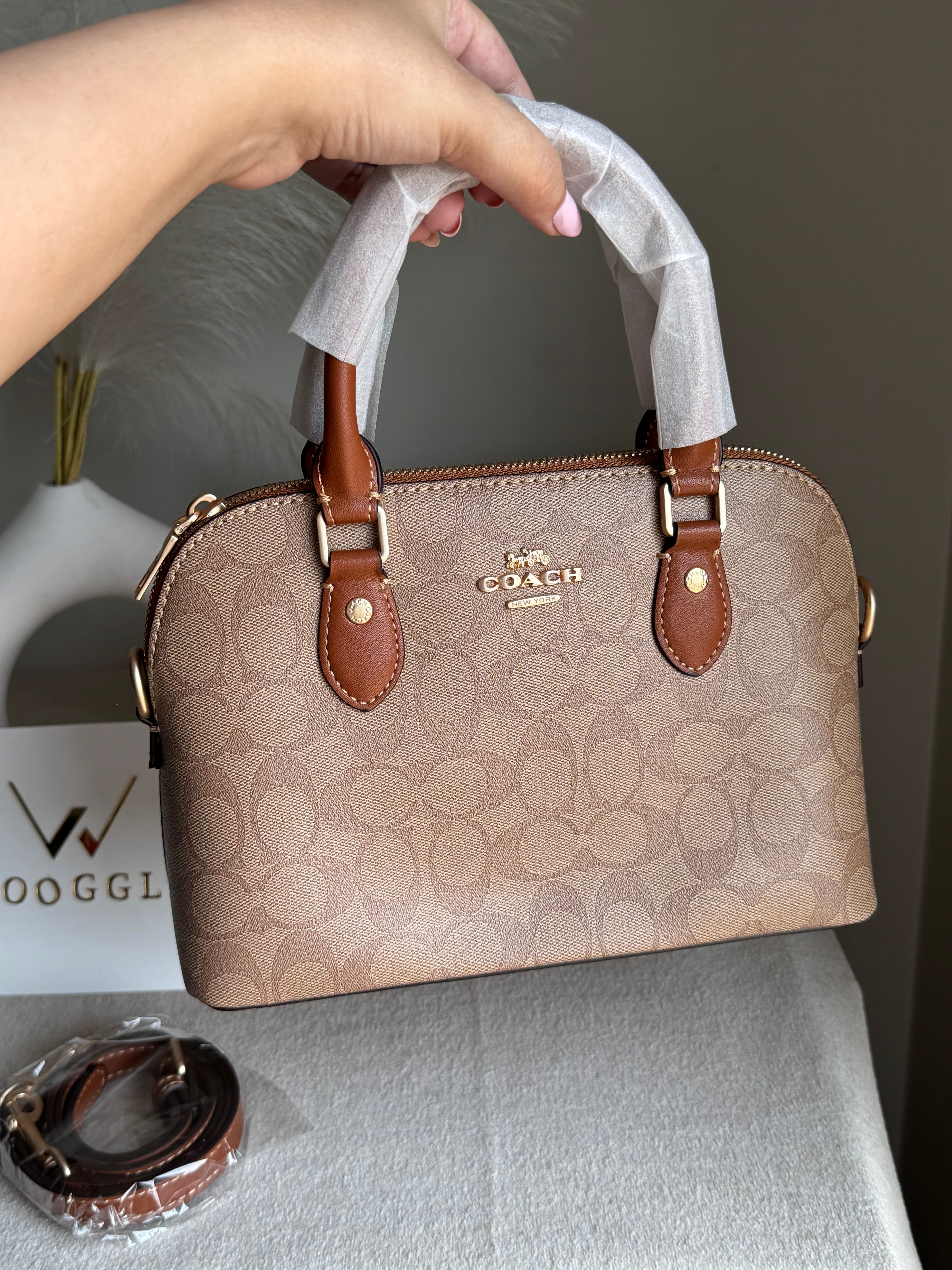 COACH PREMIUM Hand Bag (Apricot Brown) BOX PACKING