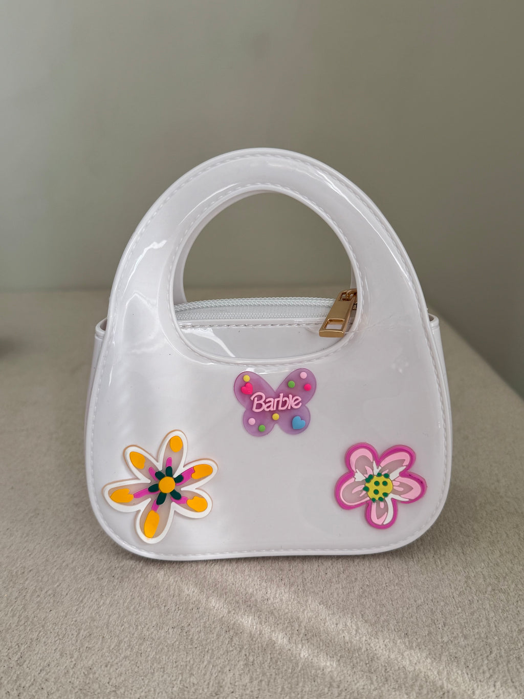 Cute Kids Barbie Bag with Chain - White