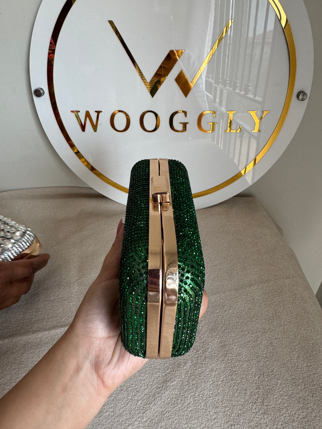 Mehar Shimmer Clutch - Emerald Green