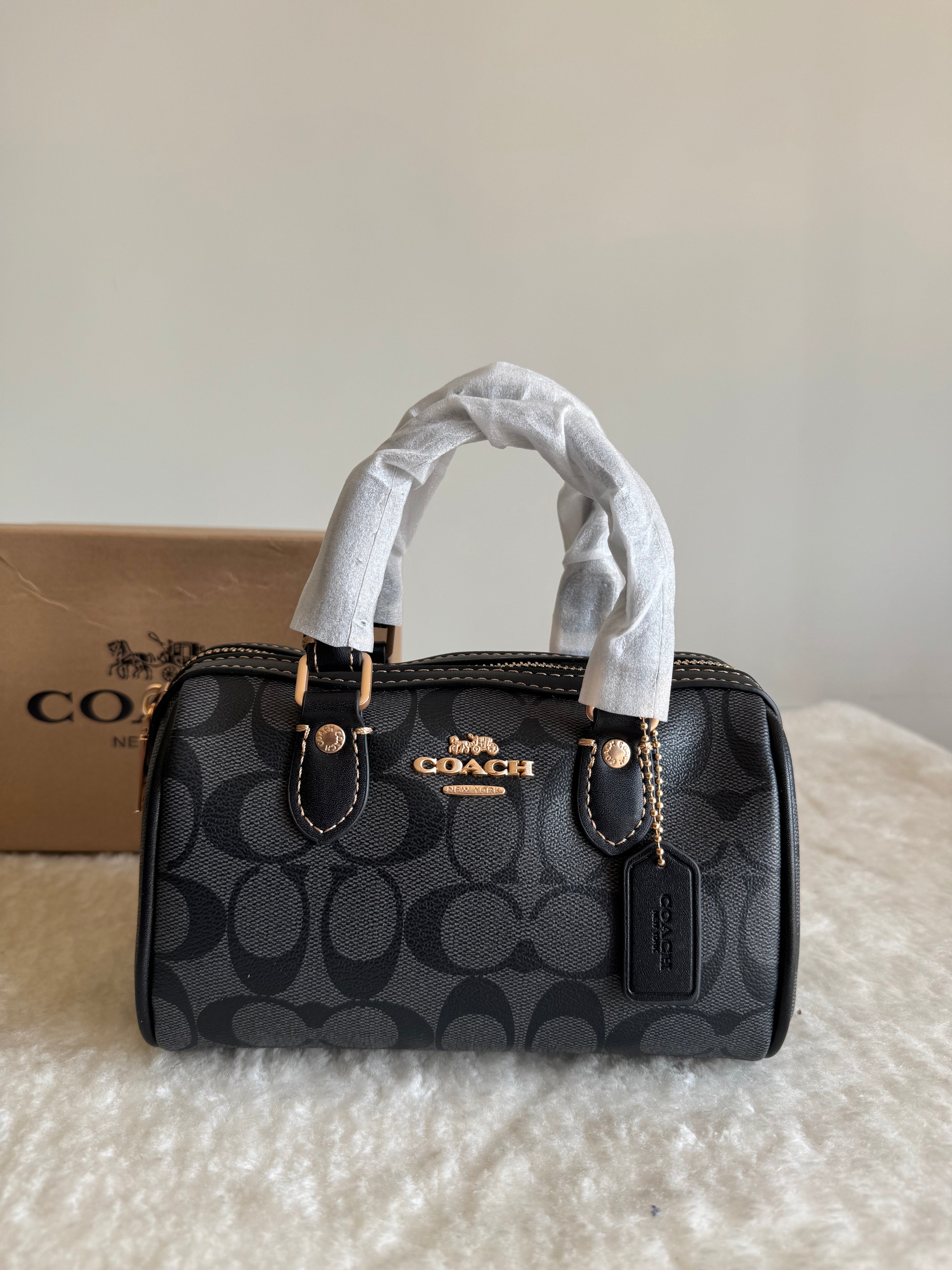 COACH Mini Duffle Bag PREMIUM with Long Strap (Black) - BOX PACKING