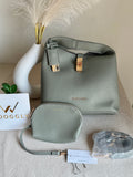 Premium C & K Bucket Bag with Small Pouch & PROPER PACKING Grey
