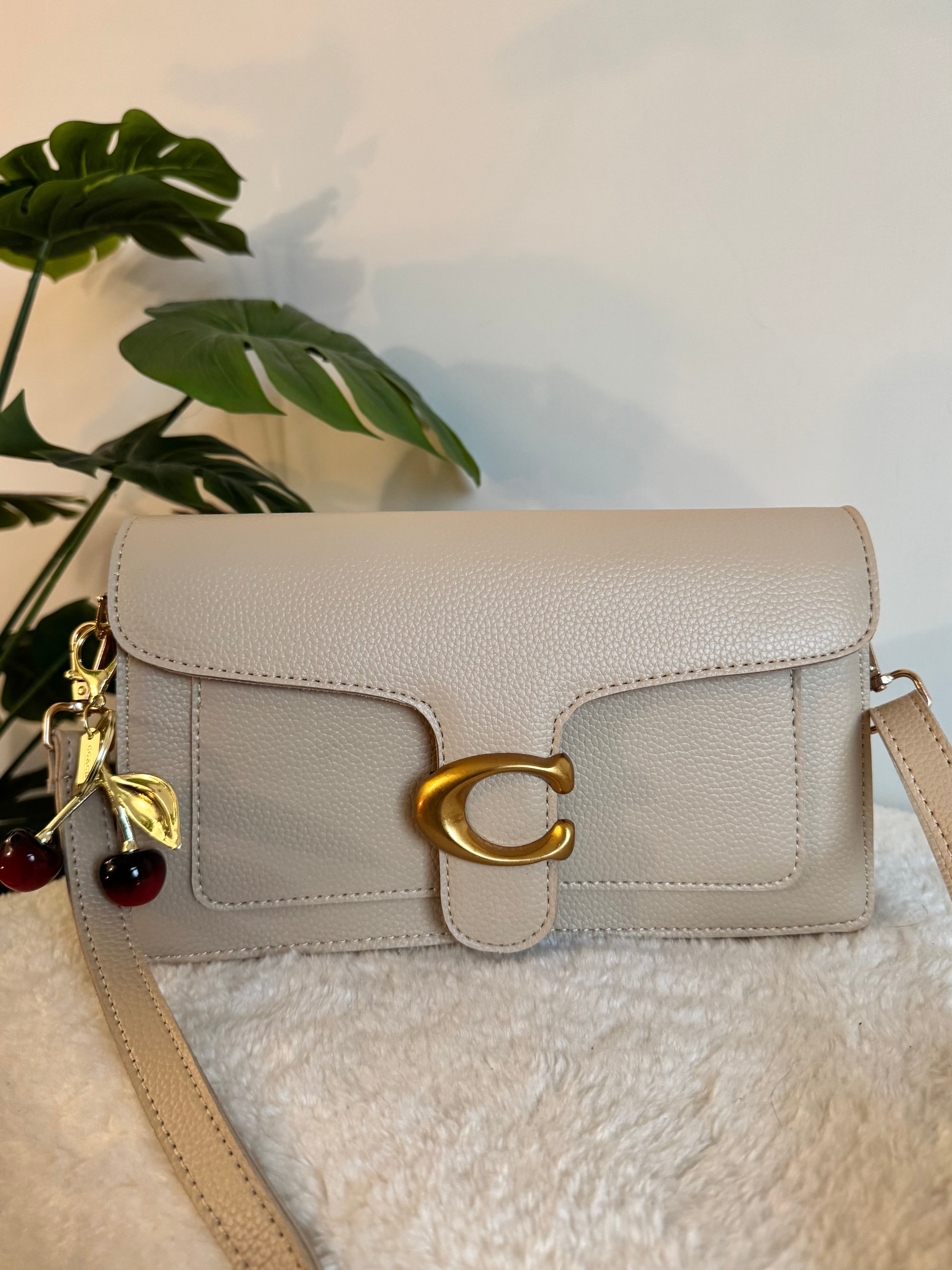 COACH TABBY with Coach Cherry Charm (Beige) - BOX PACKING