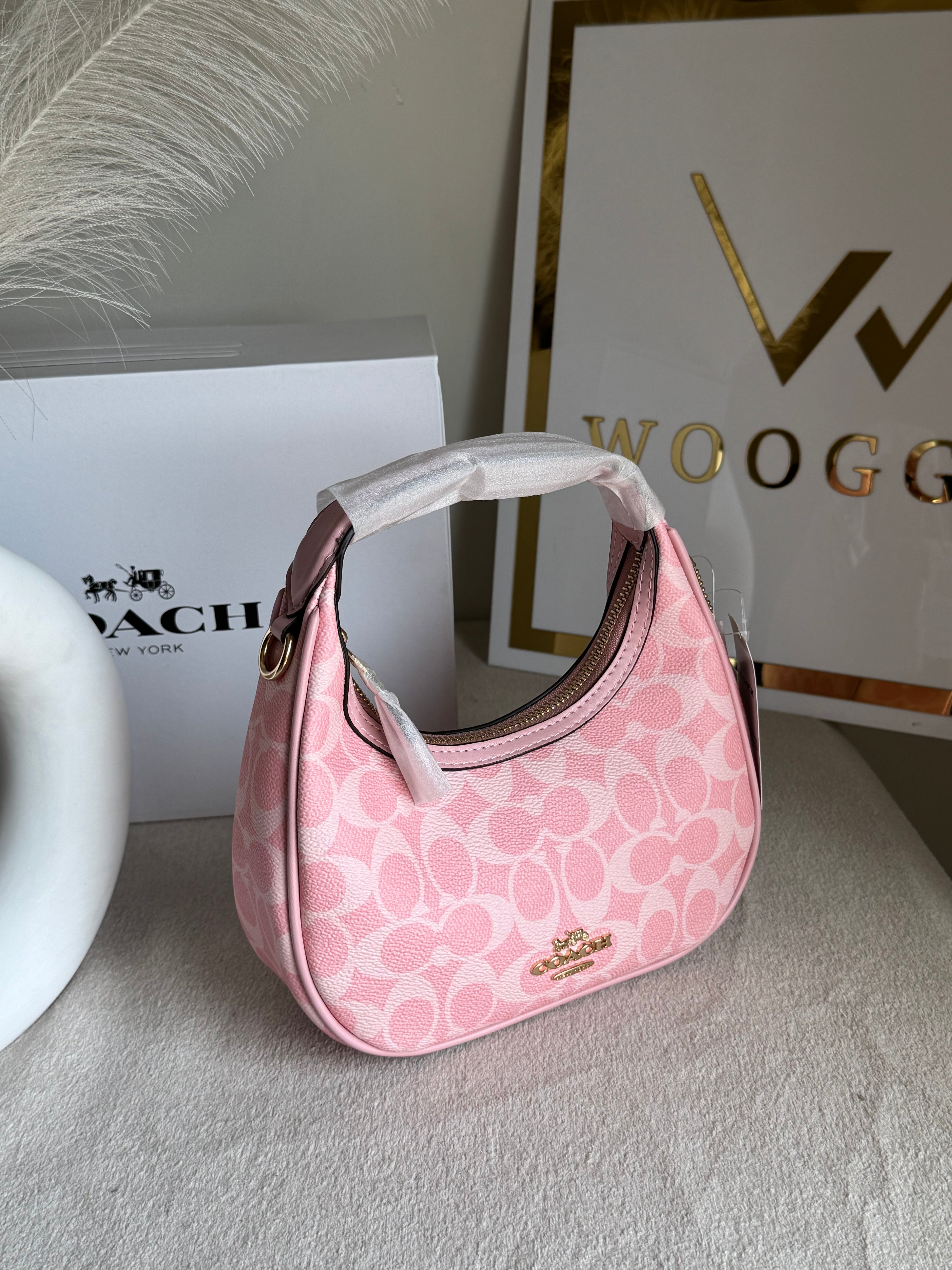 COACH Powder Pink Pretty Bag with Long Strap - BOX PACKING