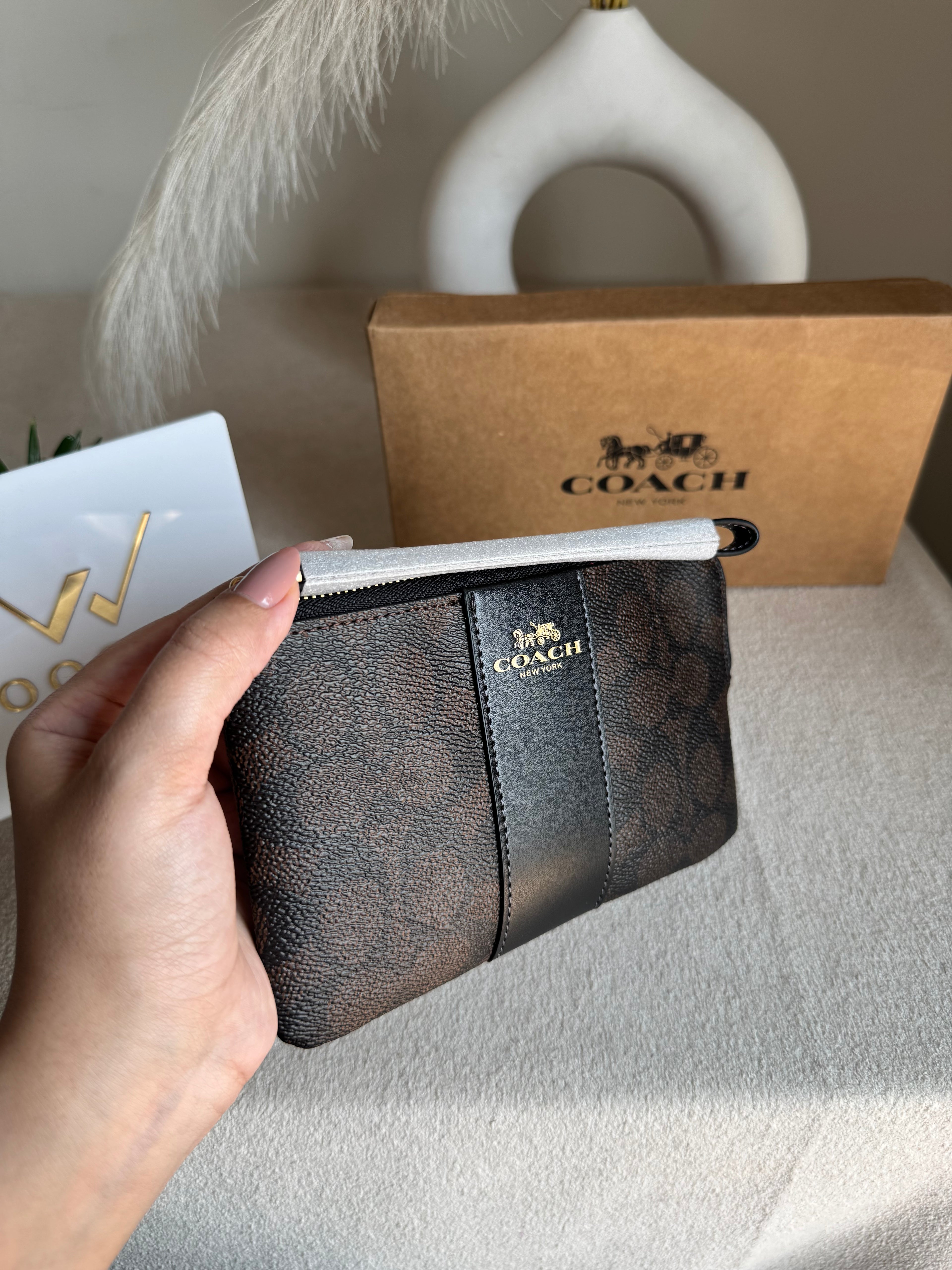 High Quality Wristlet - Signature Brown