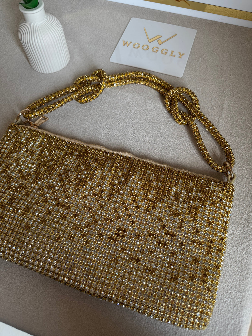 Dreamy Party Wear Rhinestone Bag - Champagne