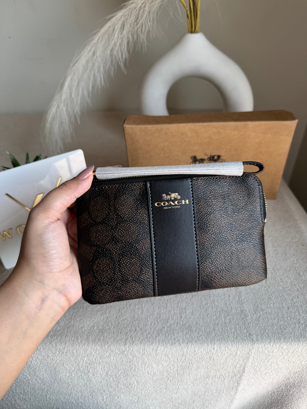 High Quality Wristlet - Signature Brown