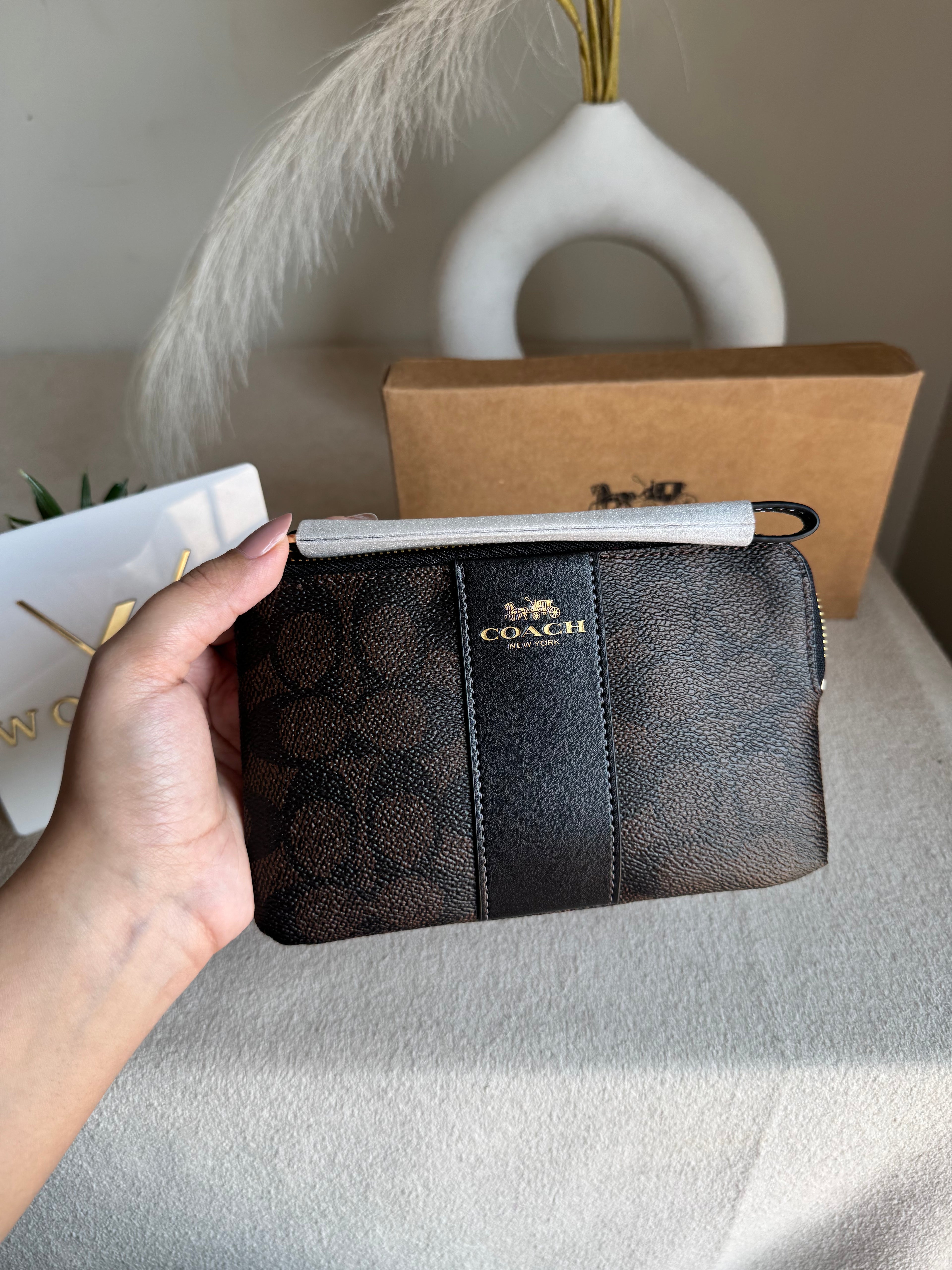 High Quality Wristlet - Signature Brown
