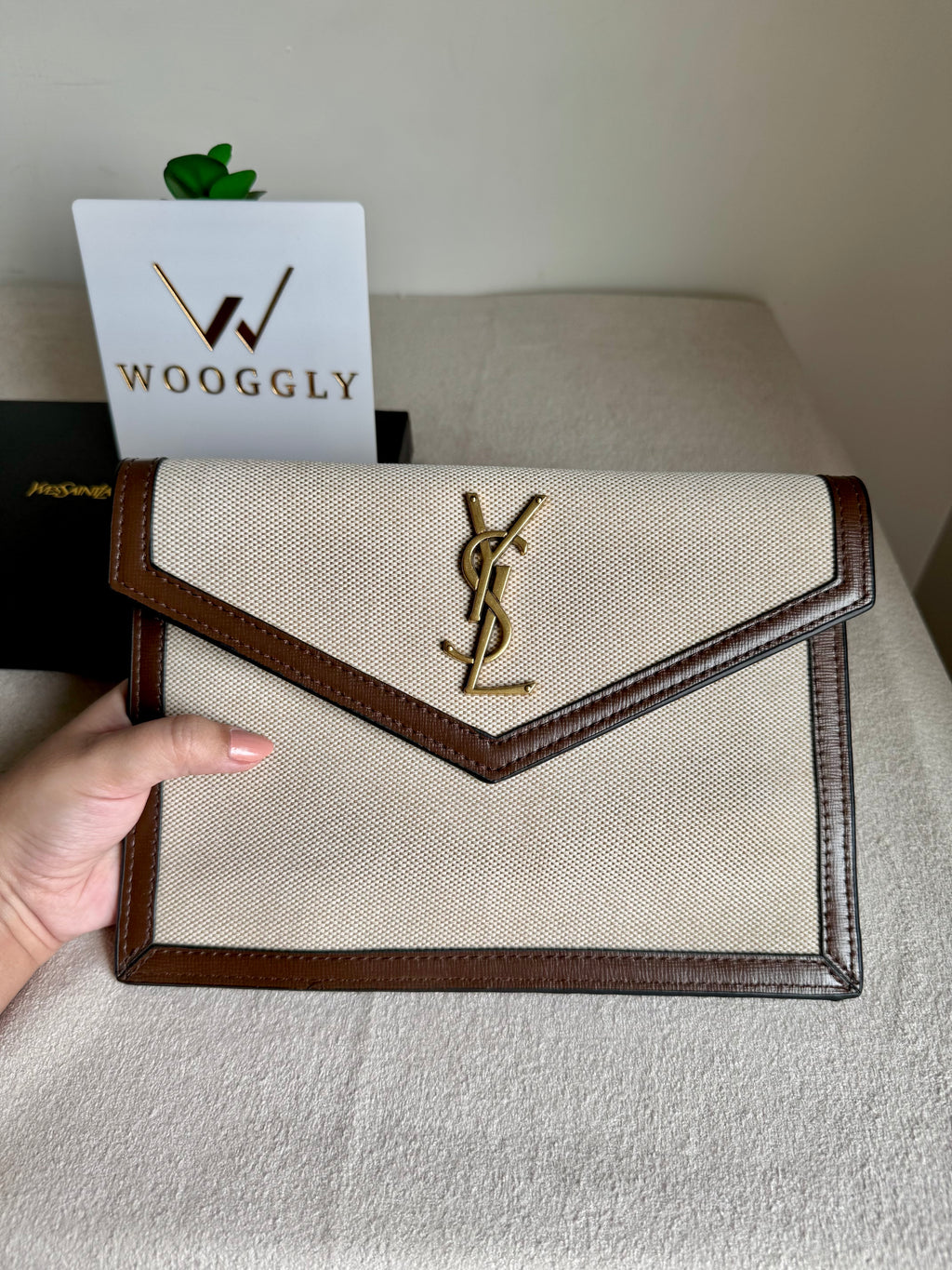 Premium Quality YSL Pouch with Box Packing - Statement Brown