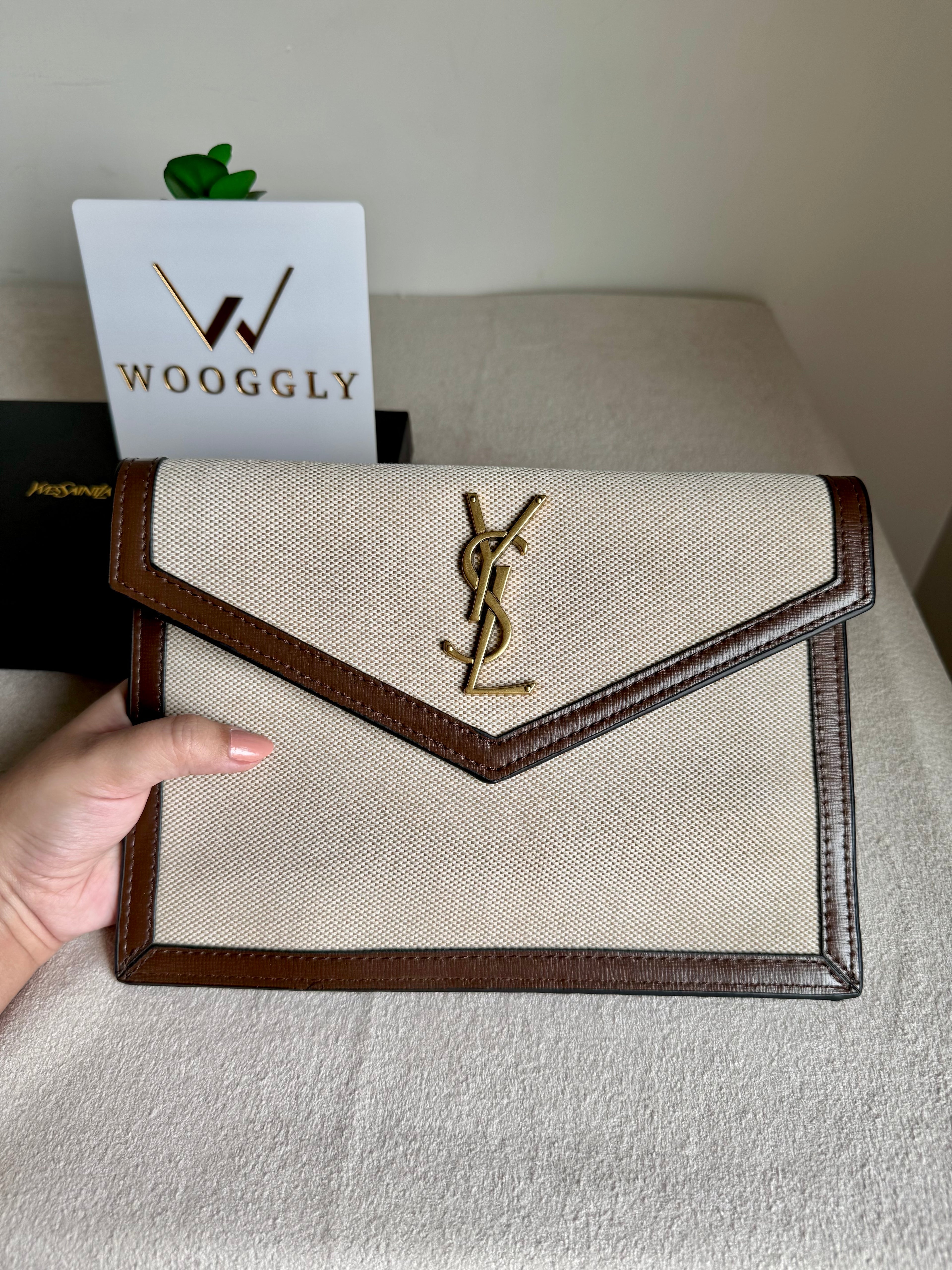 Premium Quality YSL Pouch with Box Packing - Statement Brown
