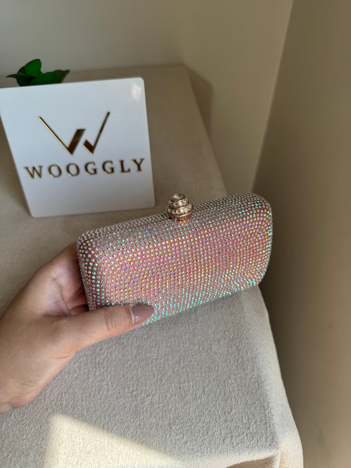 Dazzle Evening Clutch Rose Gold with Multi