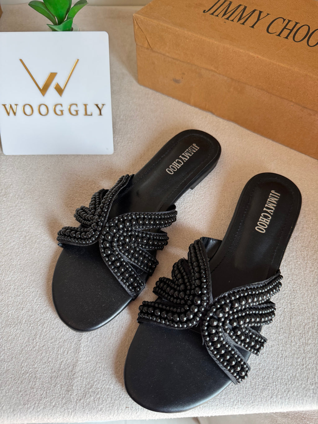 Jimmy Choo Pearl Slides - Black