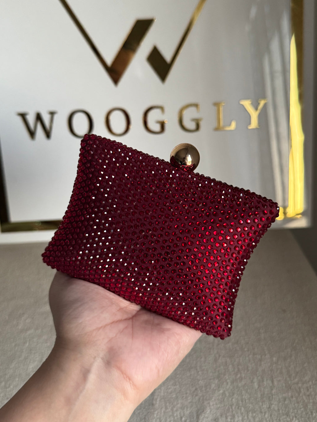 Muse Swarovski Clutch - Reddish Maroon