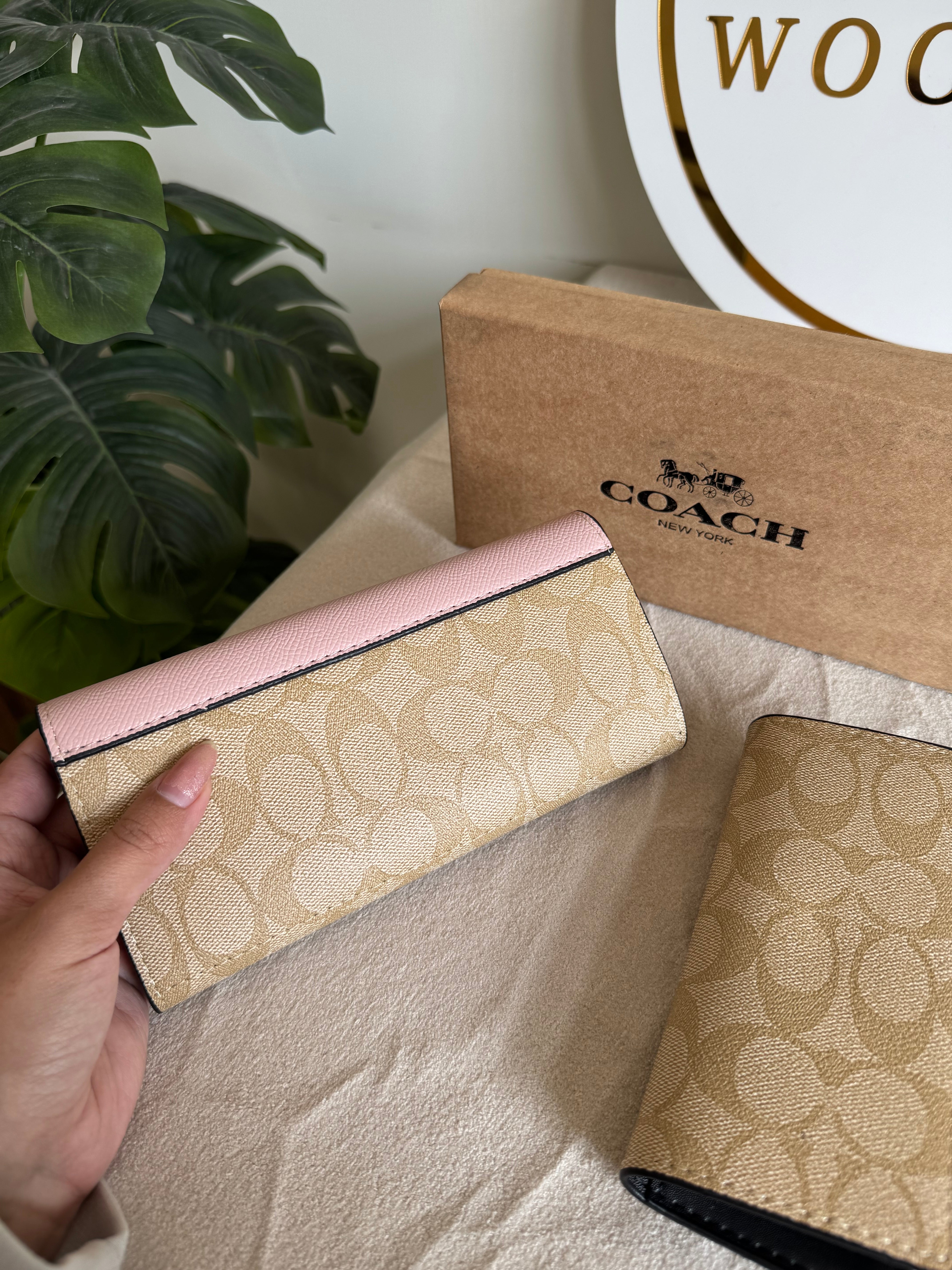 COACH Wallet with Card Holder Set Pink - Box Packing