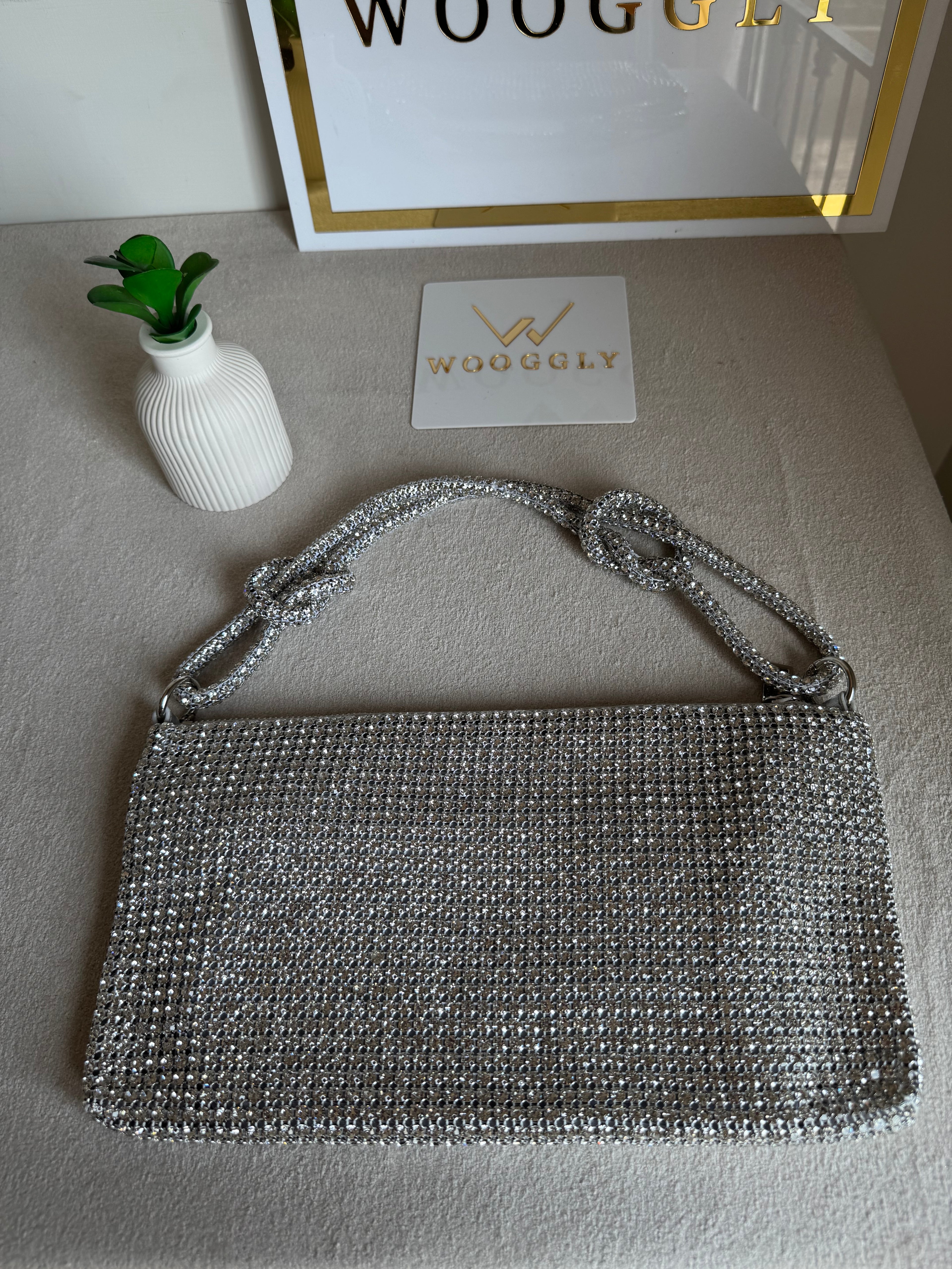 Dreamy Party Wear Rhinestone Bag - Silver