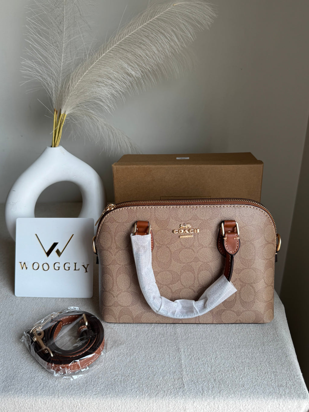 COACH PREMIUM Hand Bag (Apricot Brown) BOX PACKING