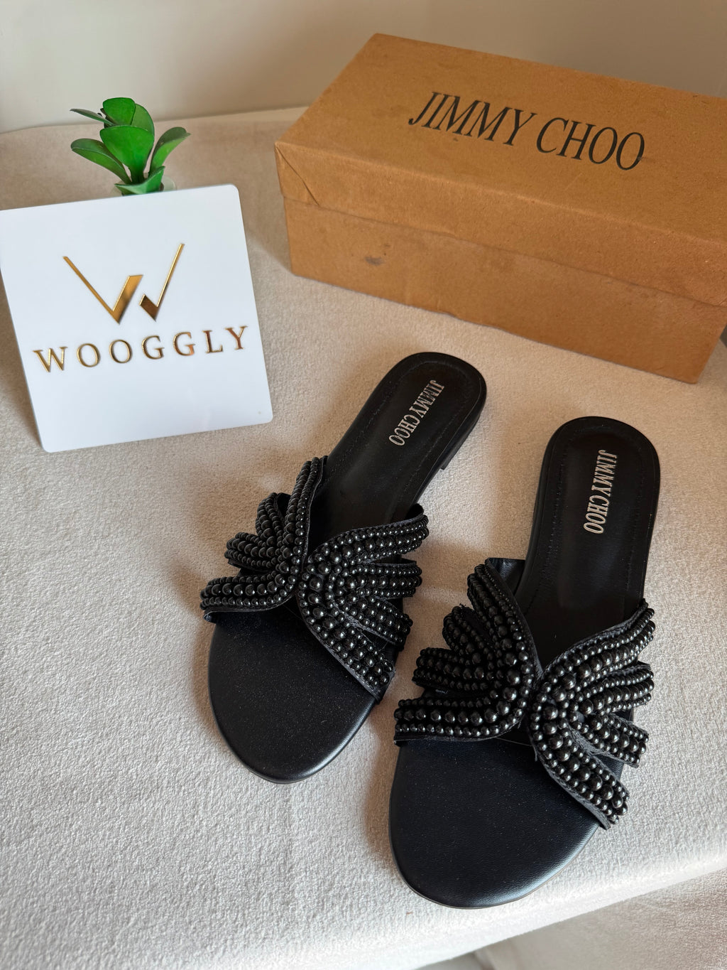 Jimmy Choo Pearl Slides - Black
