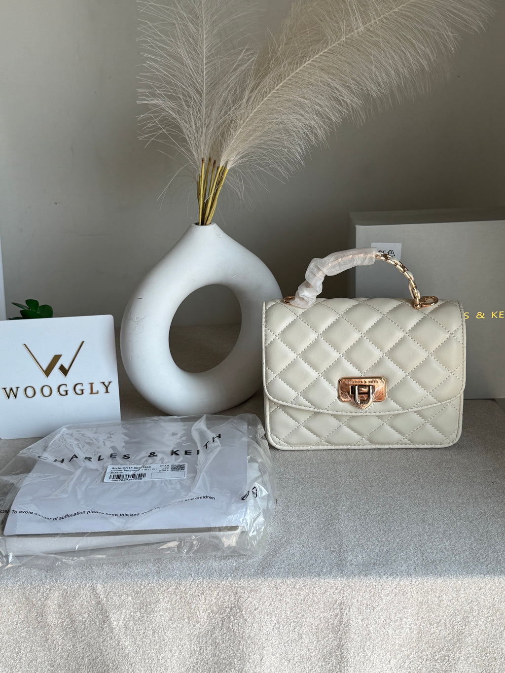 Premium C & K Elora Bag with PROPER PACKING Cream