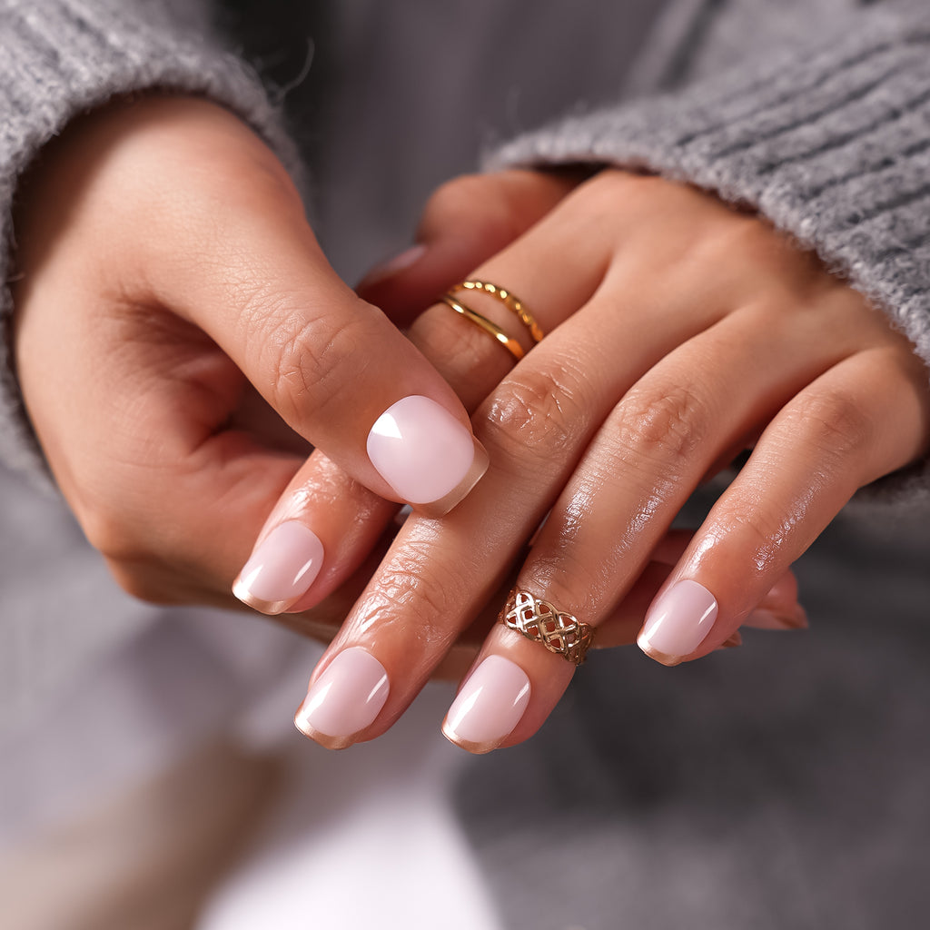 Pink & Gold Press On Nails - 24 Pieces Complete Kit