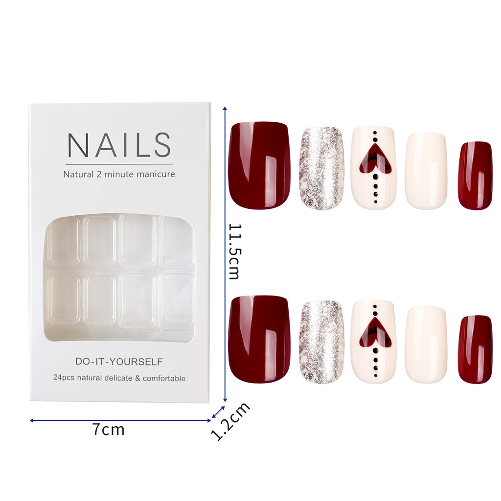 Glamorous Press On Nails - 24 Pieces Complete Kit