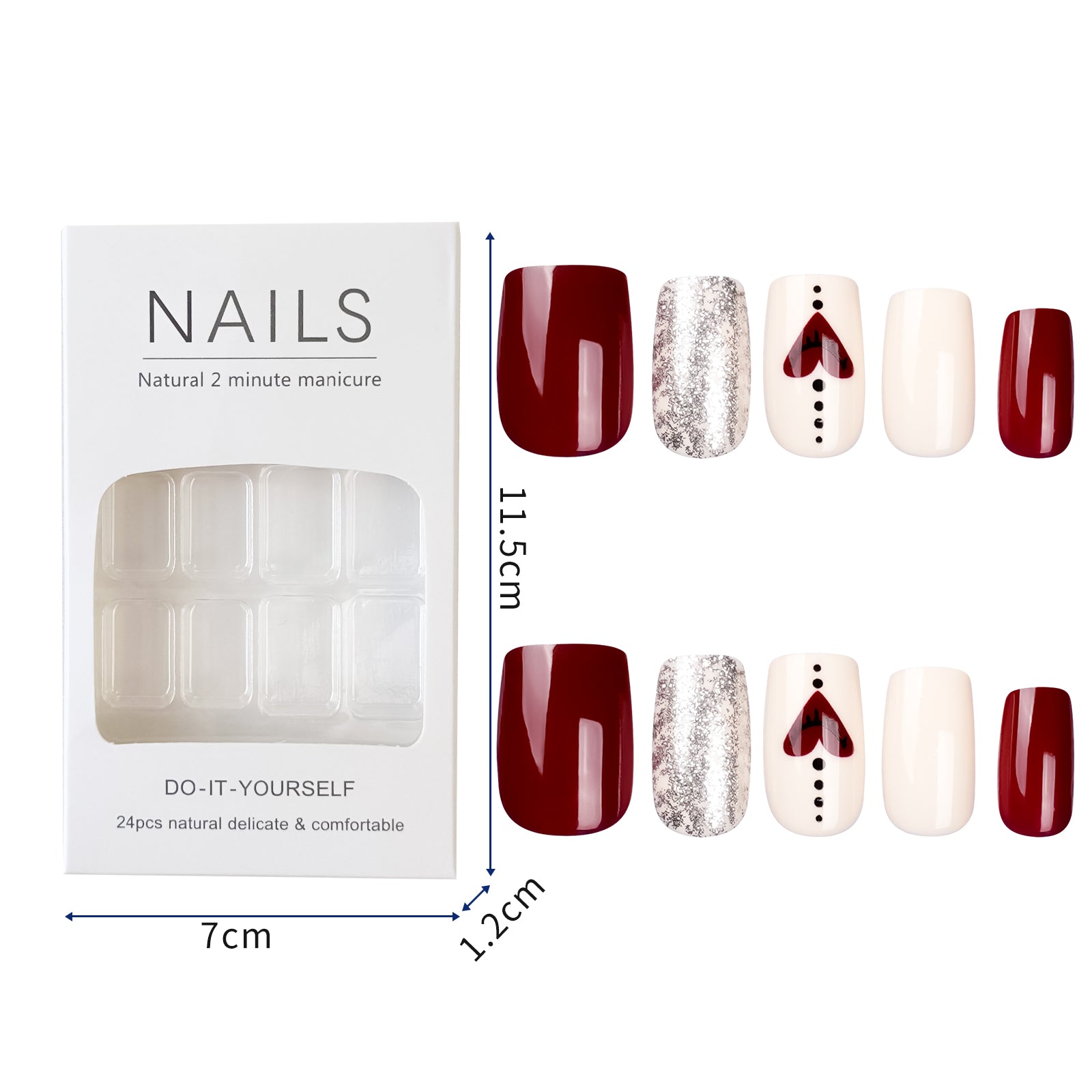 Glamorous Press On Nails - 24 Pieces Complete Kit