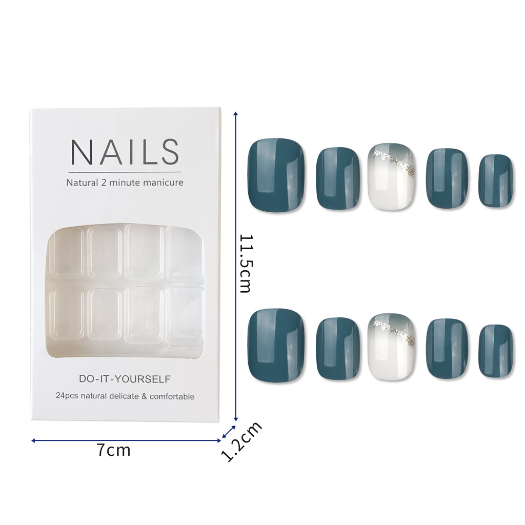 Aqua Mermaid Press On Nails - 24 Pieces Complete Kit