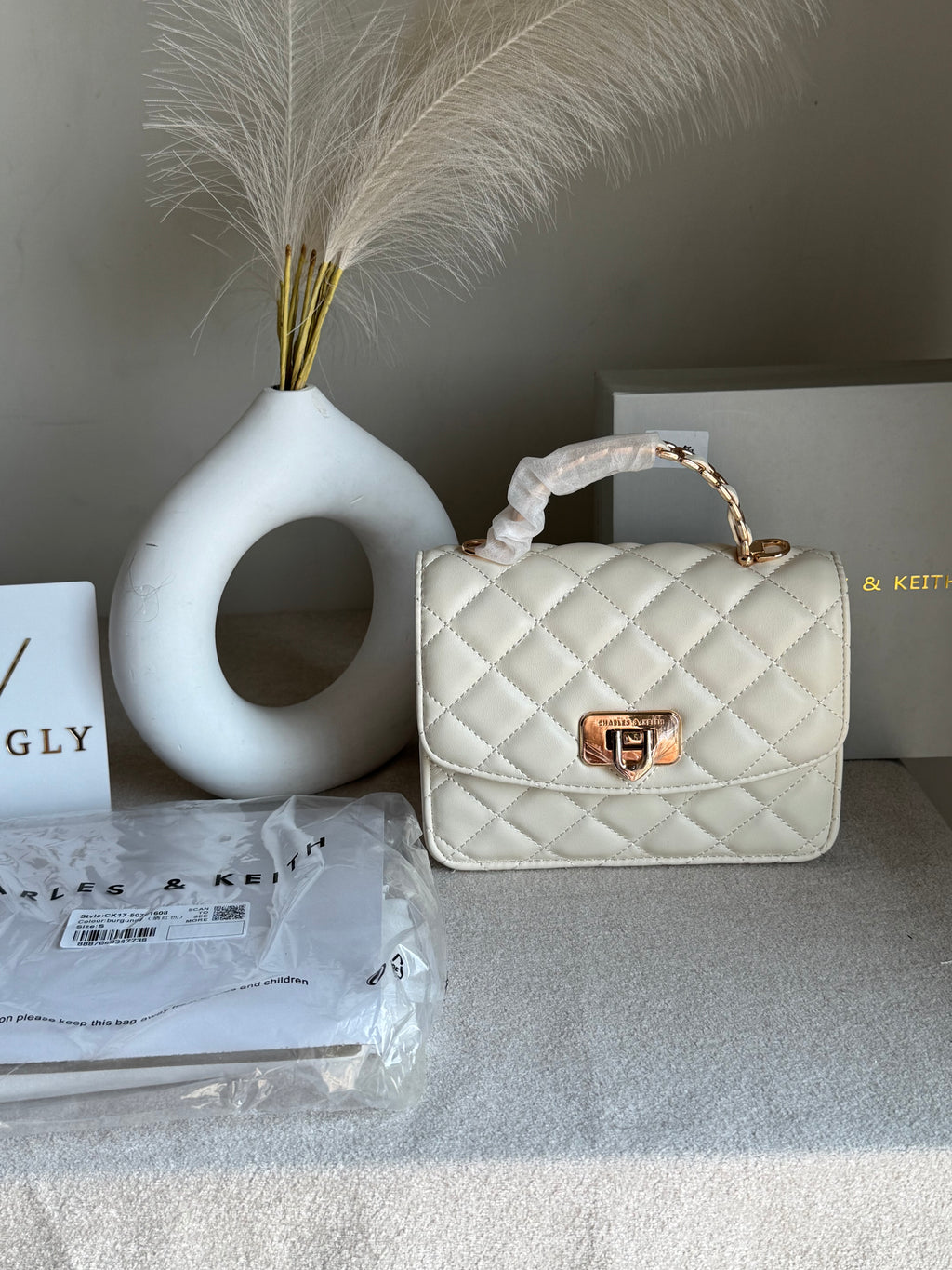 Premium C & K Elora Bag with PROPER PACKING Cream